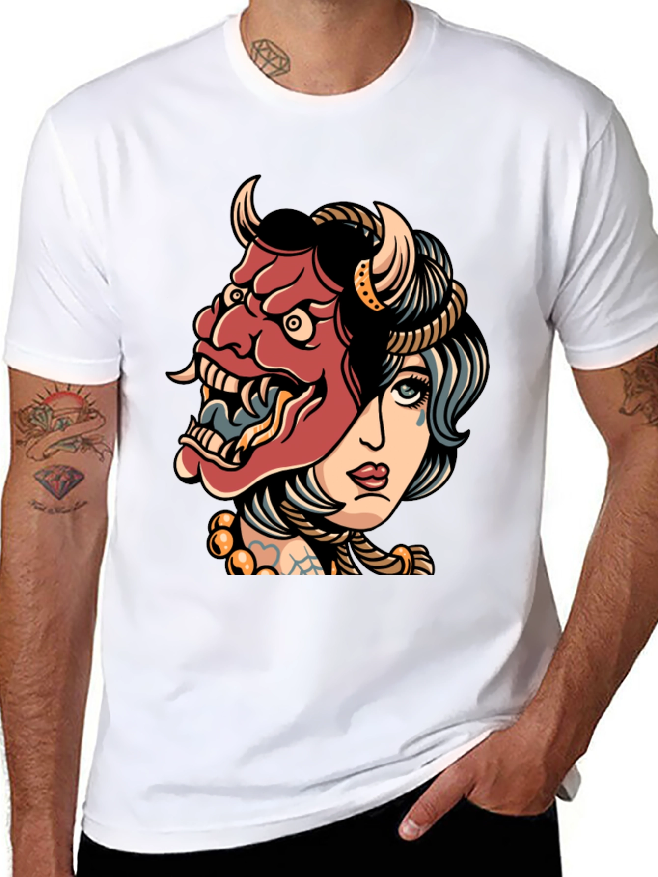 Devil Mask Girl T-Shirt - Edgy Graphic Tee