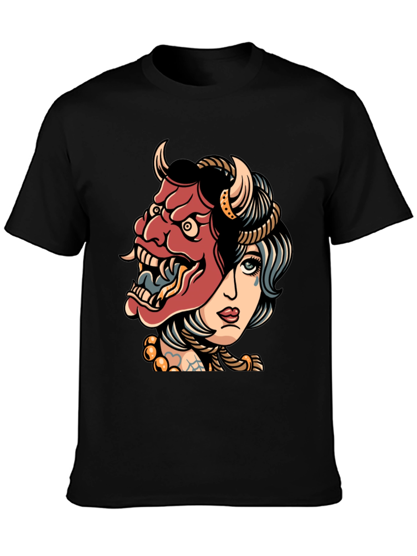 Devil Mask Girl T-Shirt - Edgy Graphic Tee