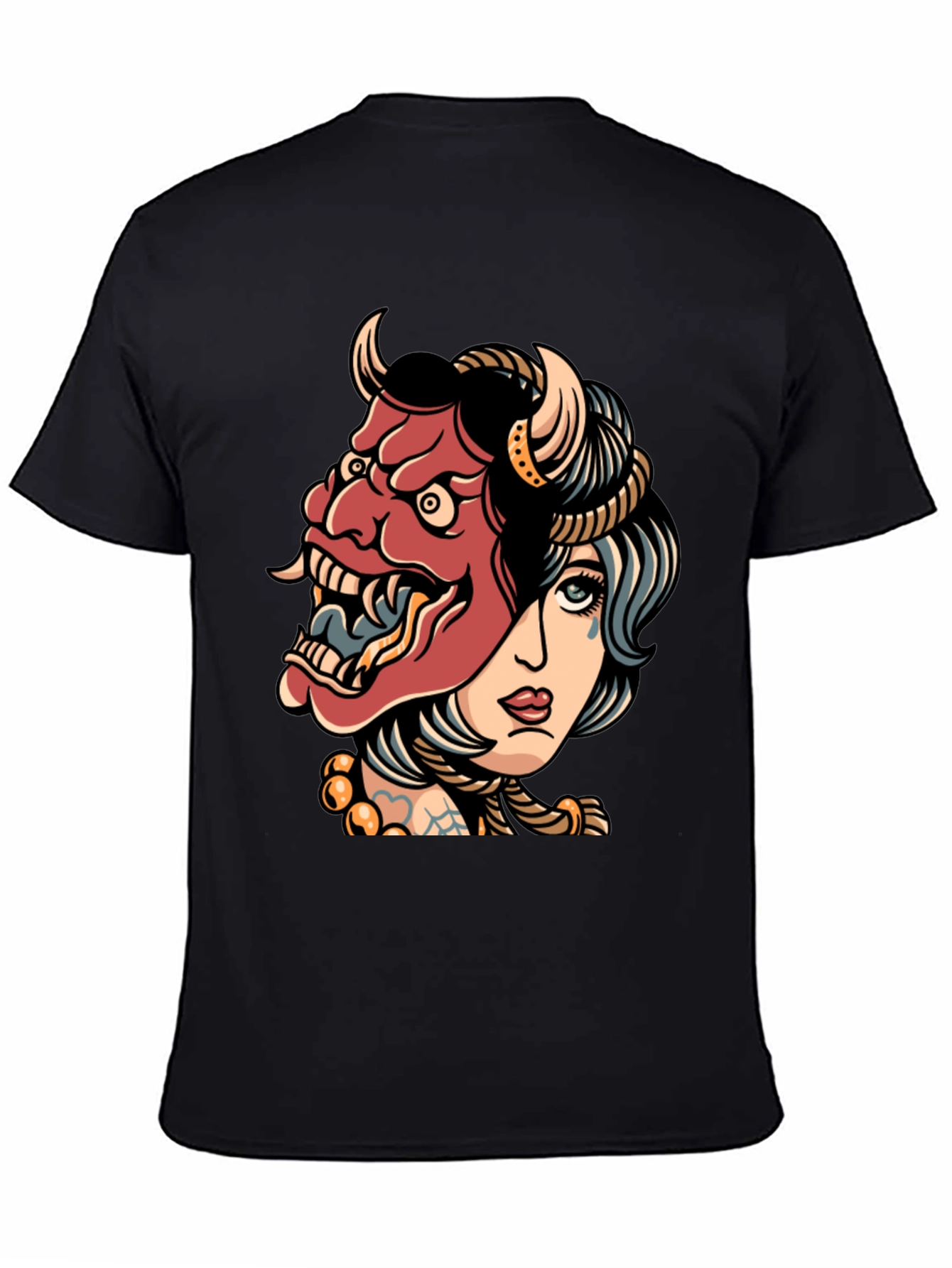Devil Mask Girl T-Shirt - Edgy Graphic Tee
