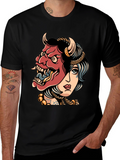 Devil Mask Girl T-Shirt - Edgy Graphic Tee