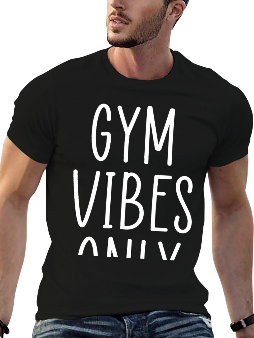 Gym Vibes Only Black Graphic T-Shirt