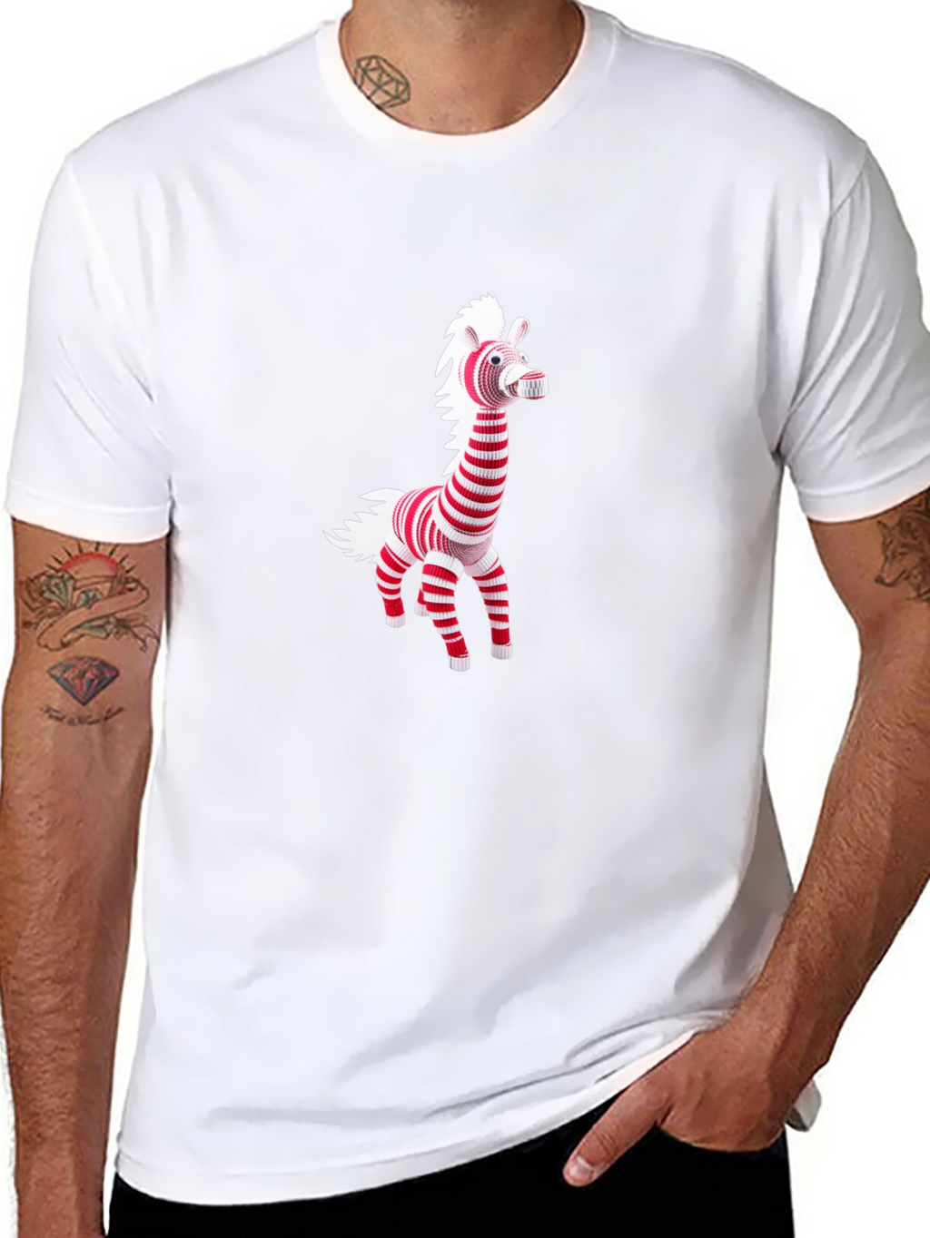 Striped Zebra Graphic Tee - Mens Black T-Shirt