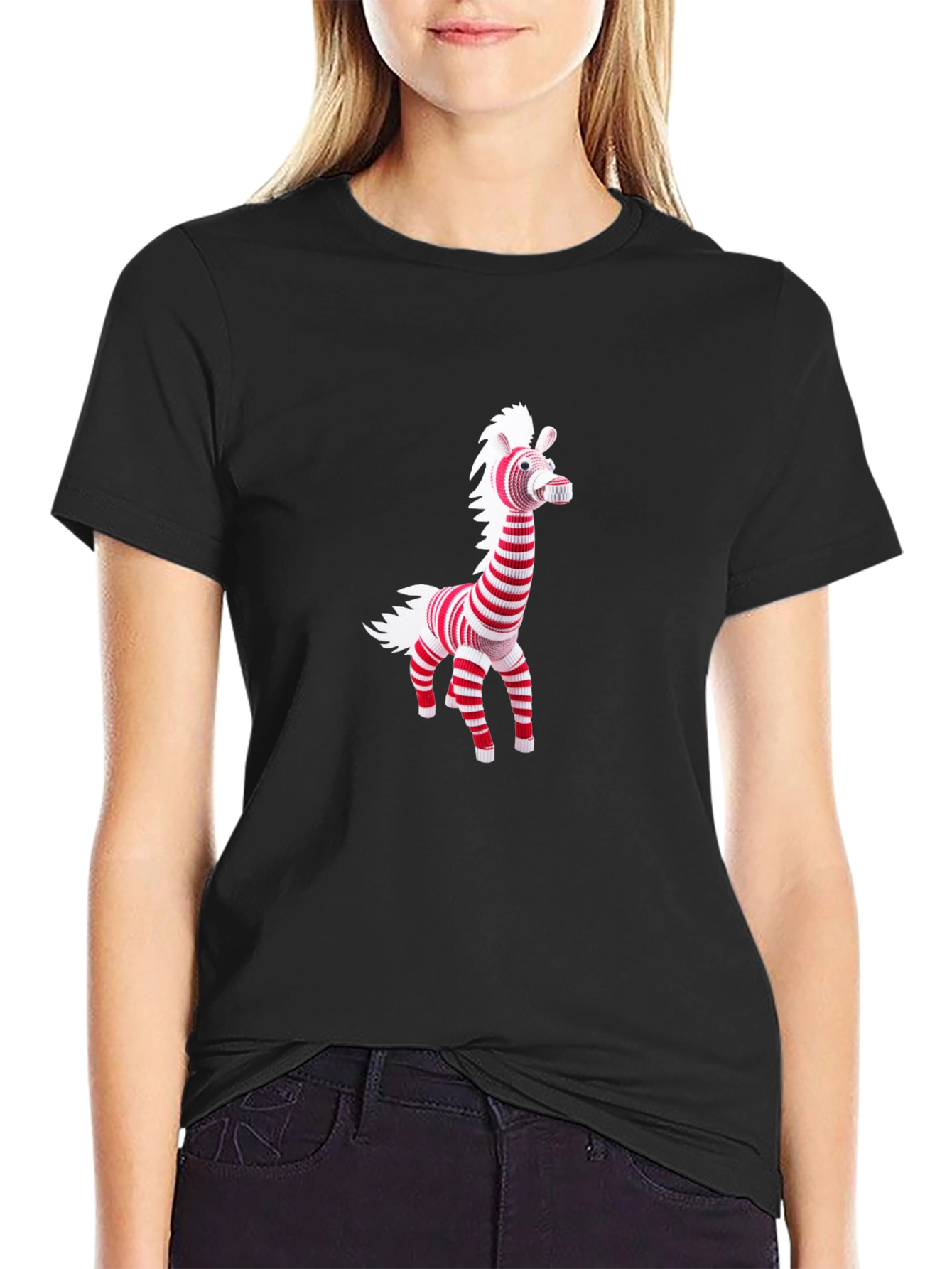 Striped Zebra Graphic Tee - Mens Black T-Shirt