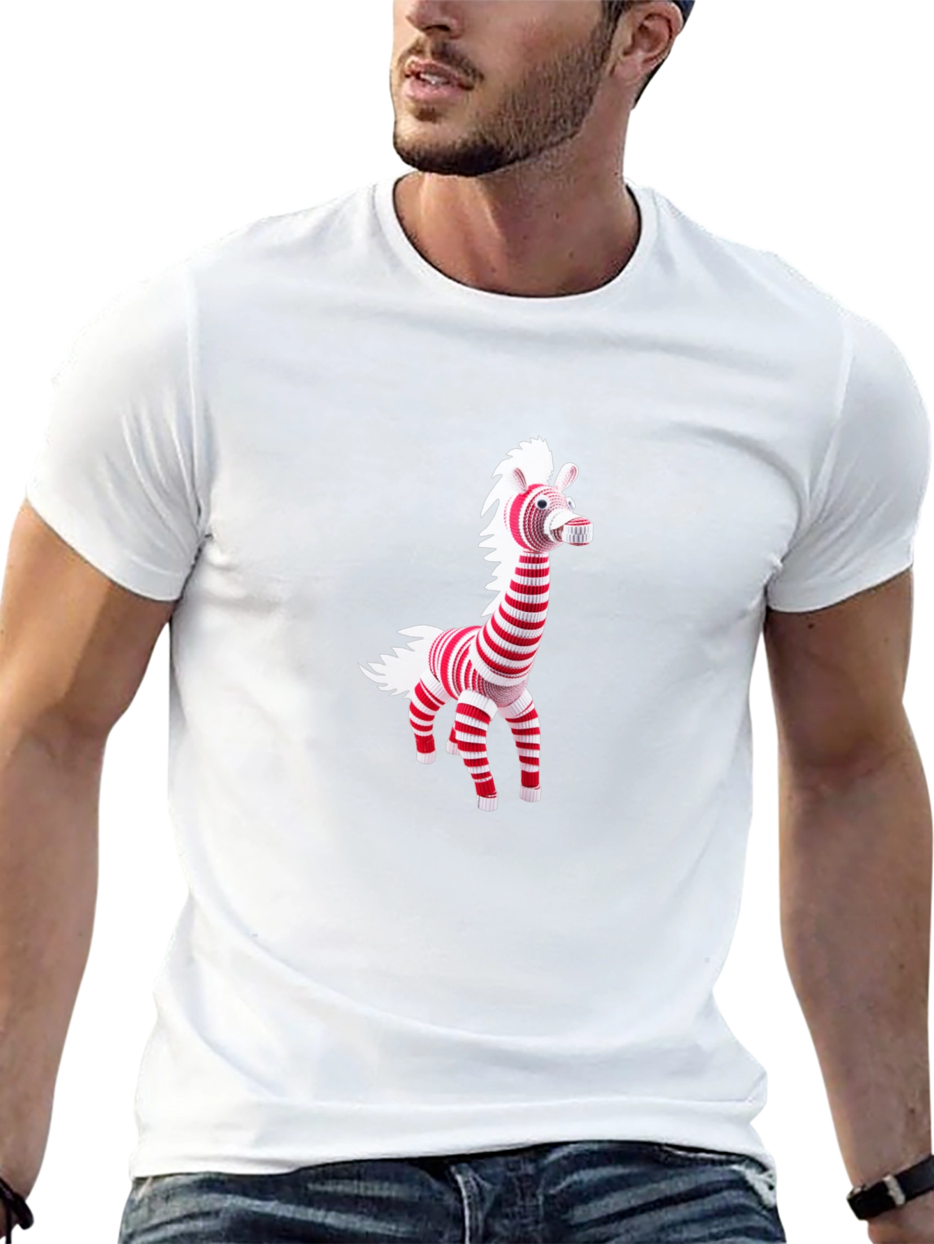 Striped Zebra Graphic Tee - Mens Black T-Shirt