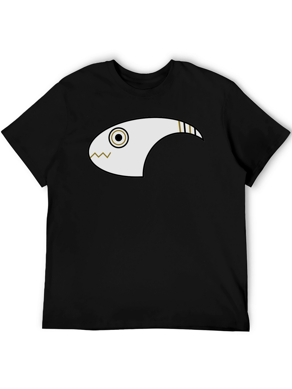 Abstract Fish Graphic Black T-Shirt