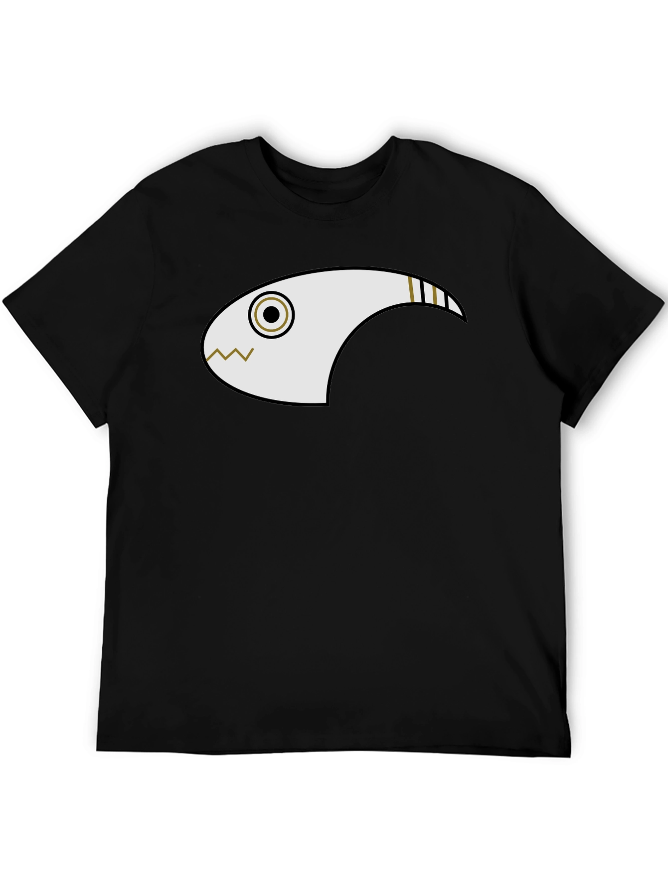 Abstract Fish Graphic Black T-Shirt