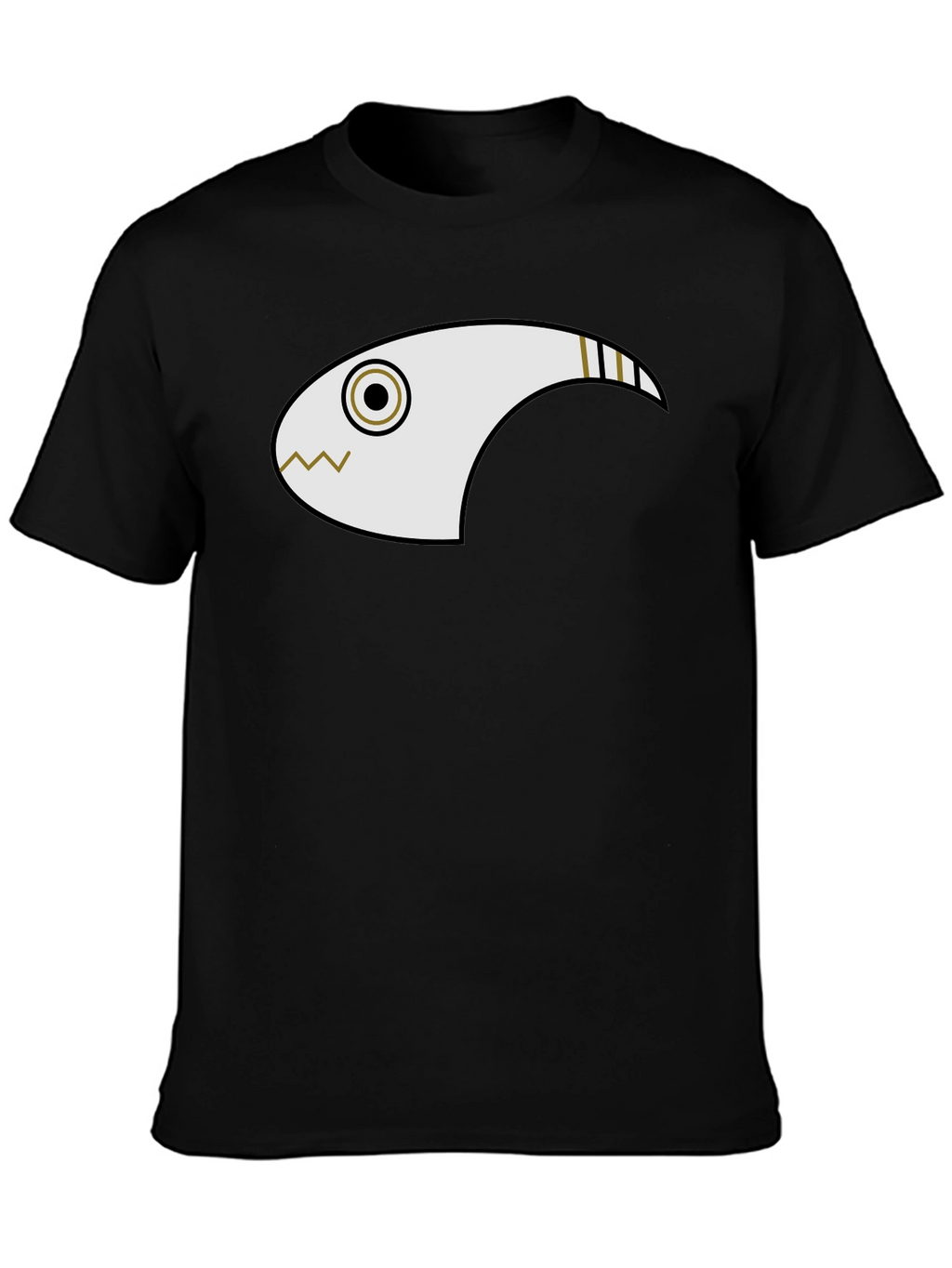Abstract Fish Graphic Black T-Shirt