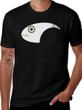 Abstract Fish Graphic Black T-Shirt