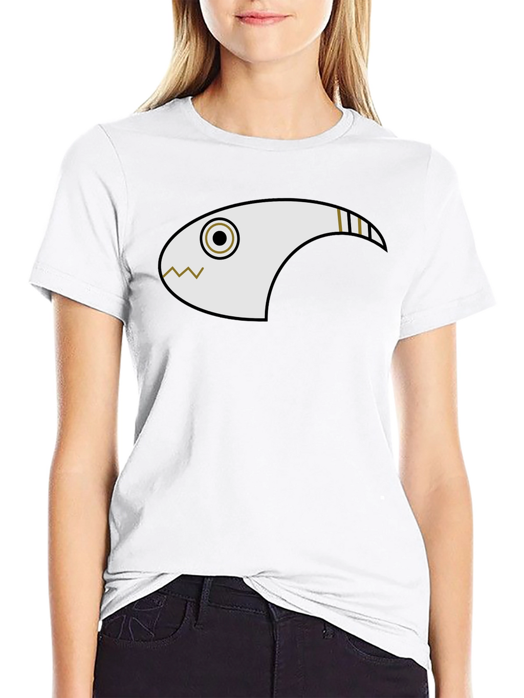 Abstract Fish Graphic Black T-Shirt