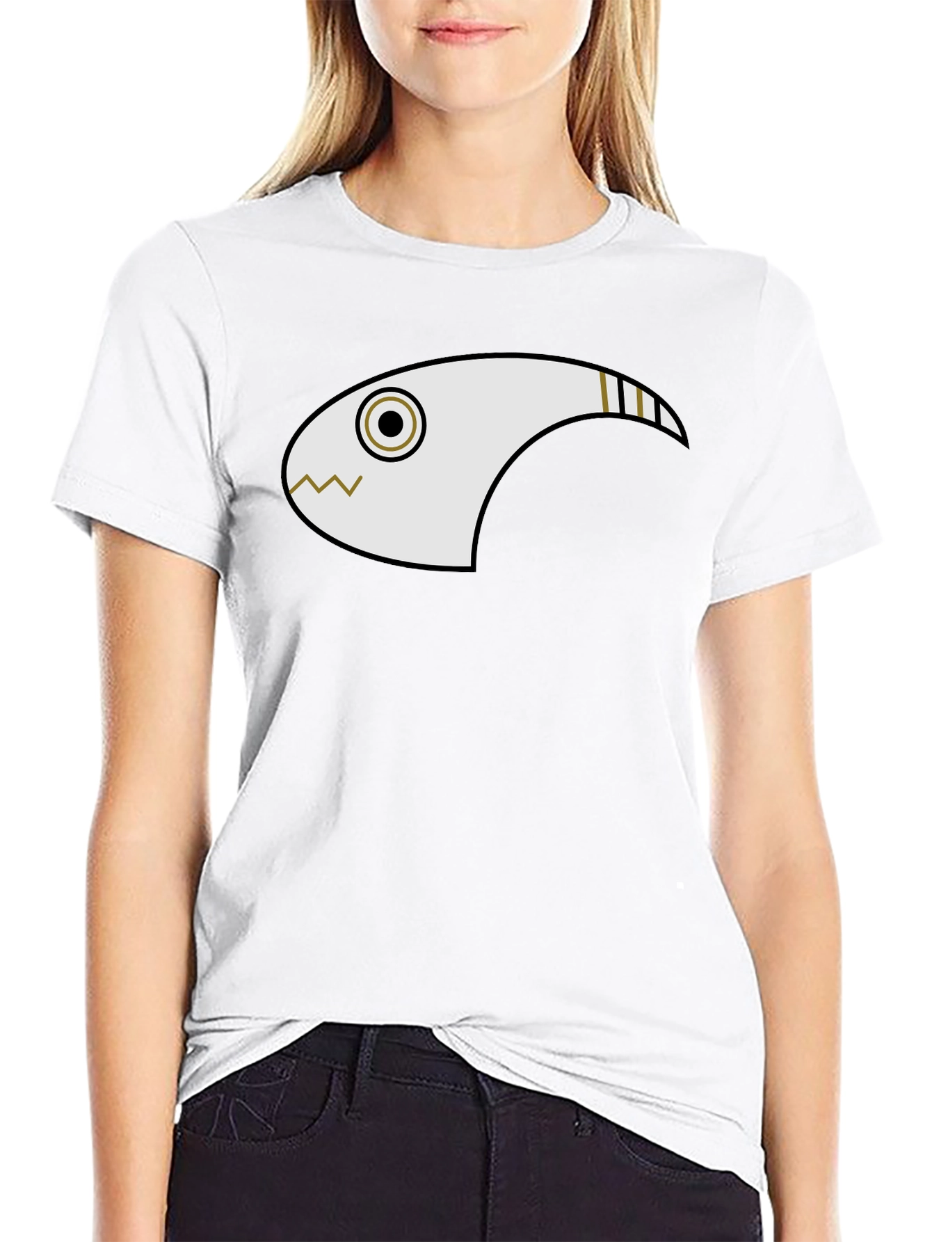 Abstract Fish Graphic Black T-Shirt