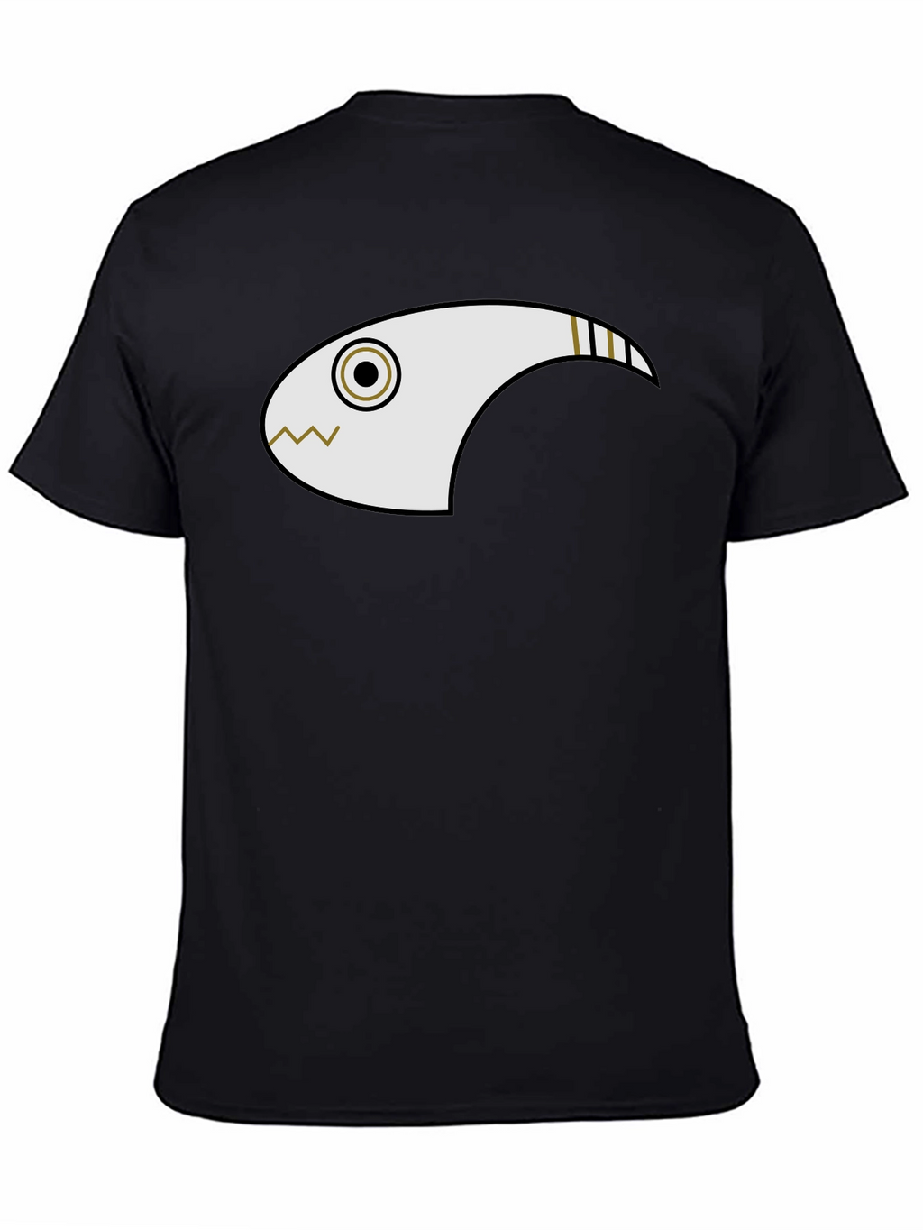 Abstract Fish Graphic Black T-Shirt