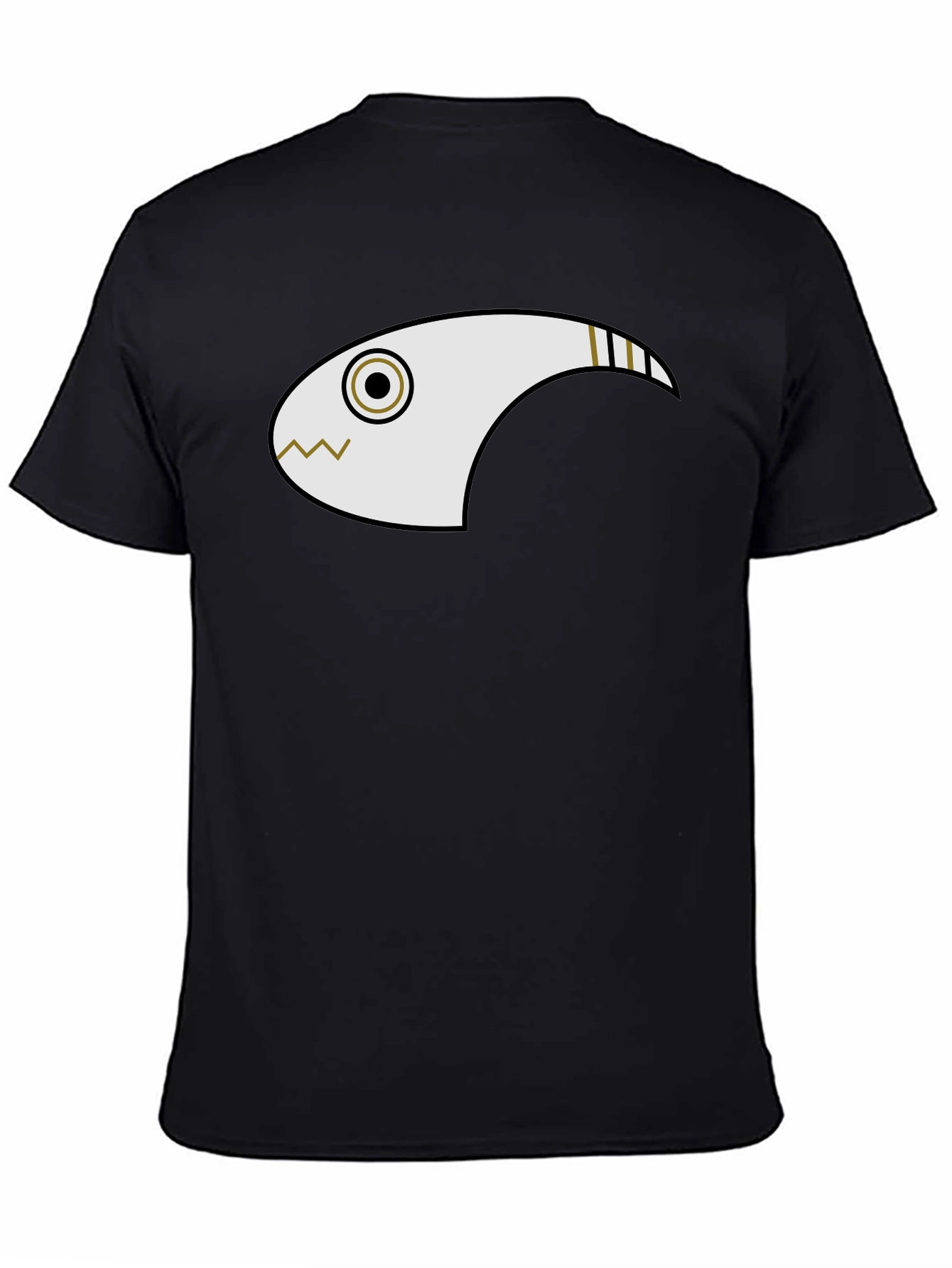 Abstract Fish Graphic Black T-Shirt