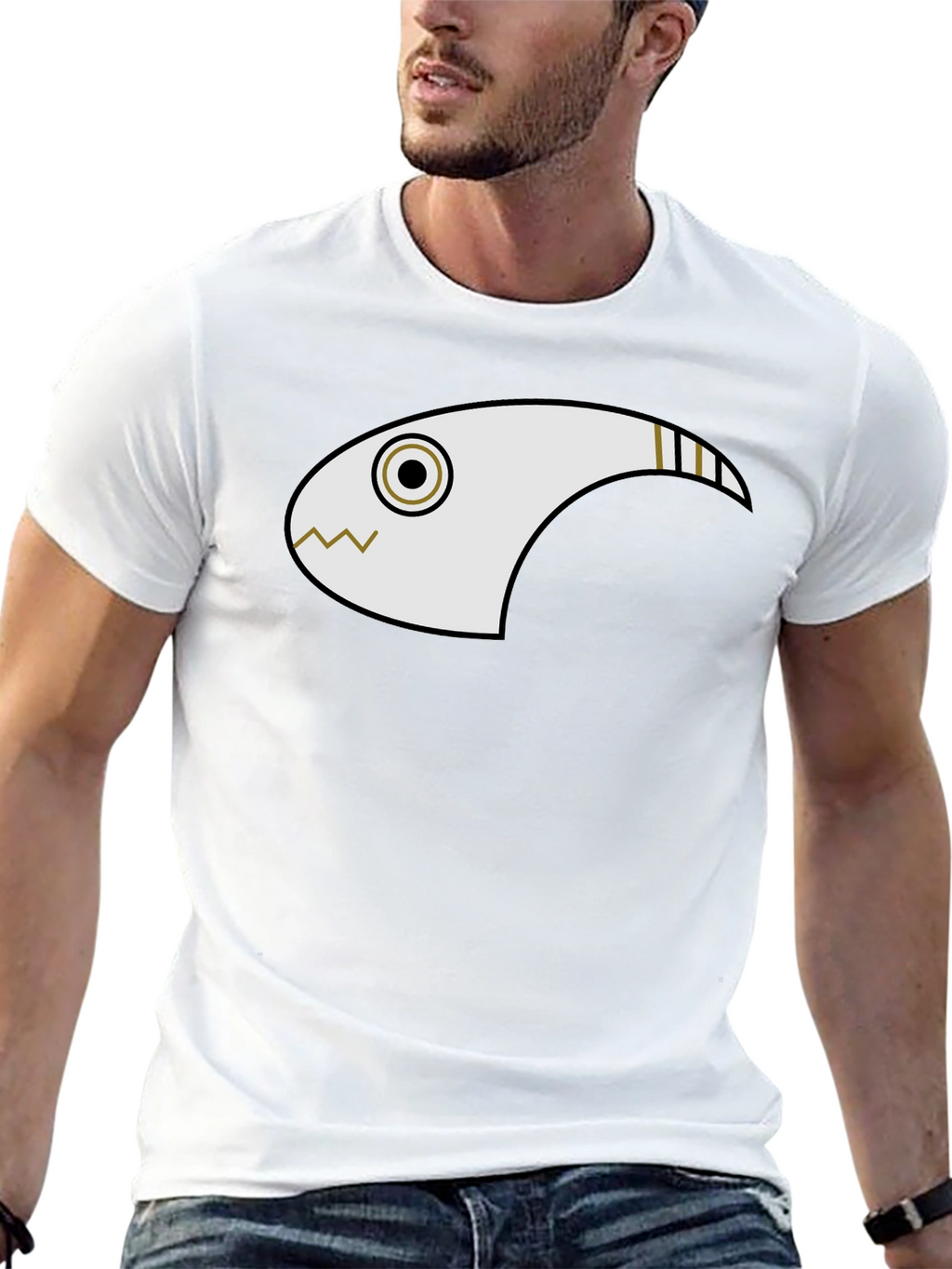 Abstract Fish Graphic Black T-Shirt