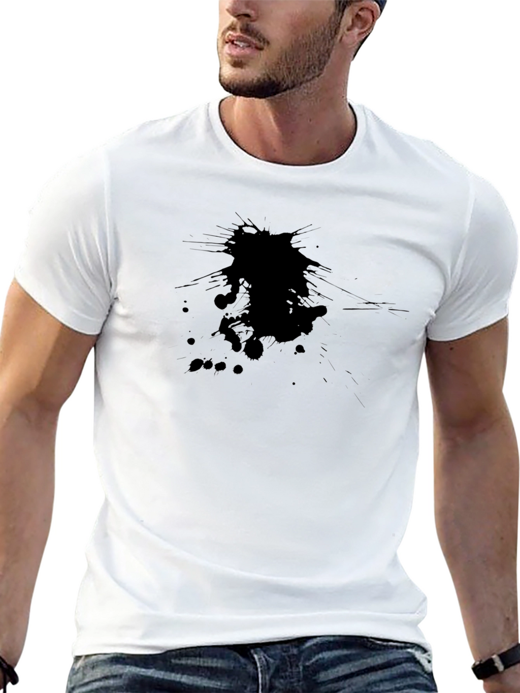 Mens Black Tee with Abstract Graphic Design