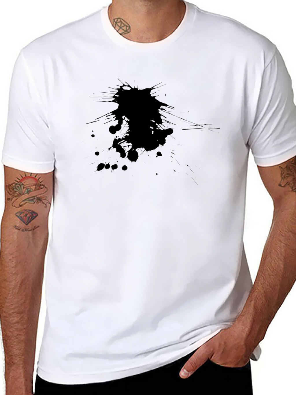 Mens Black Tee with Abstract Graphic Design