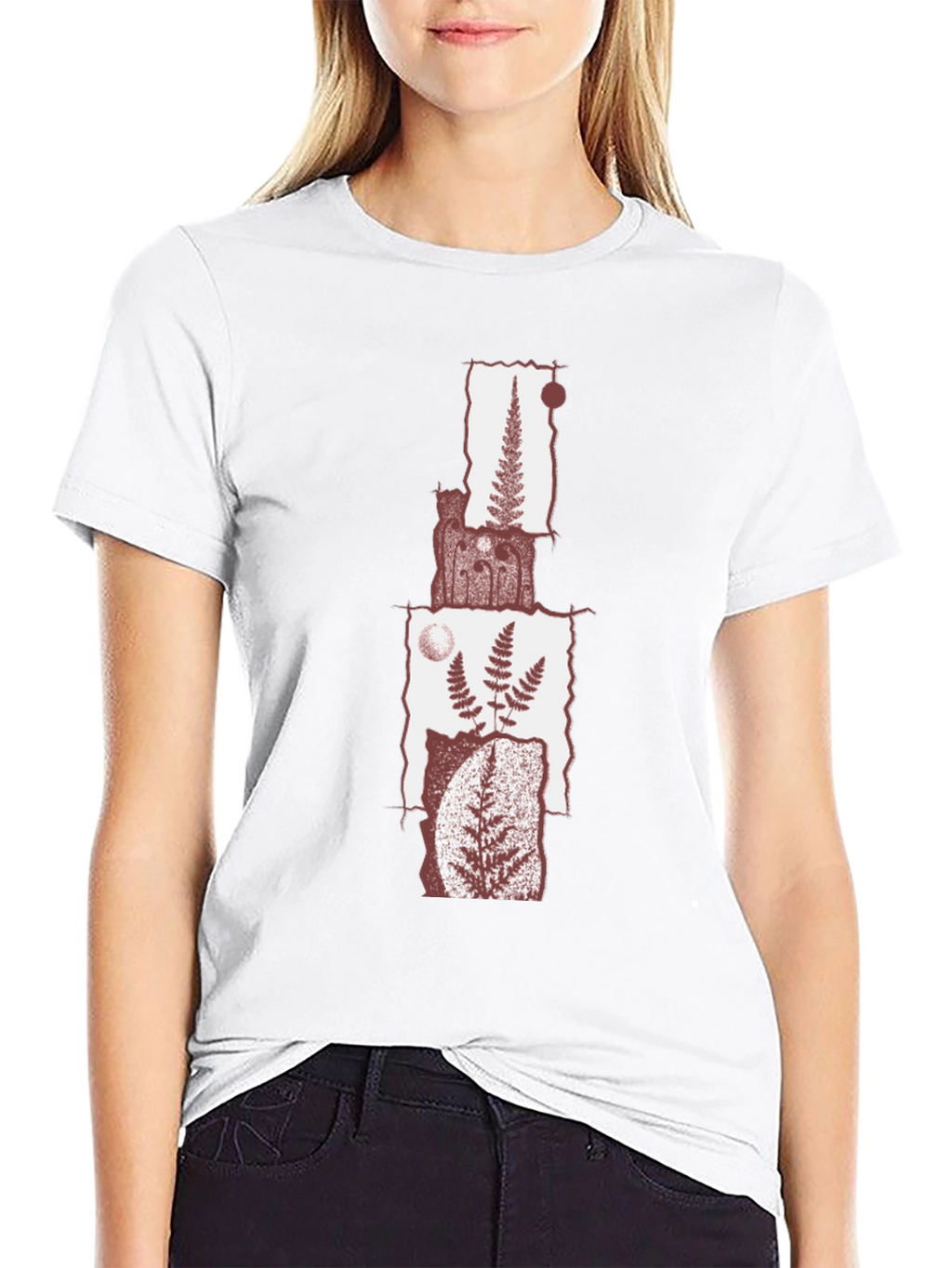 Fern Collage Graphic Tee - Black Cotton Blend