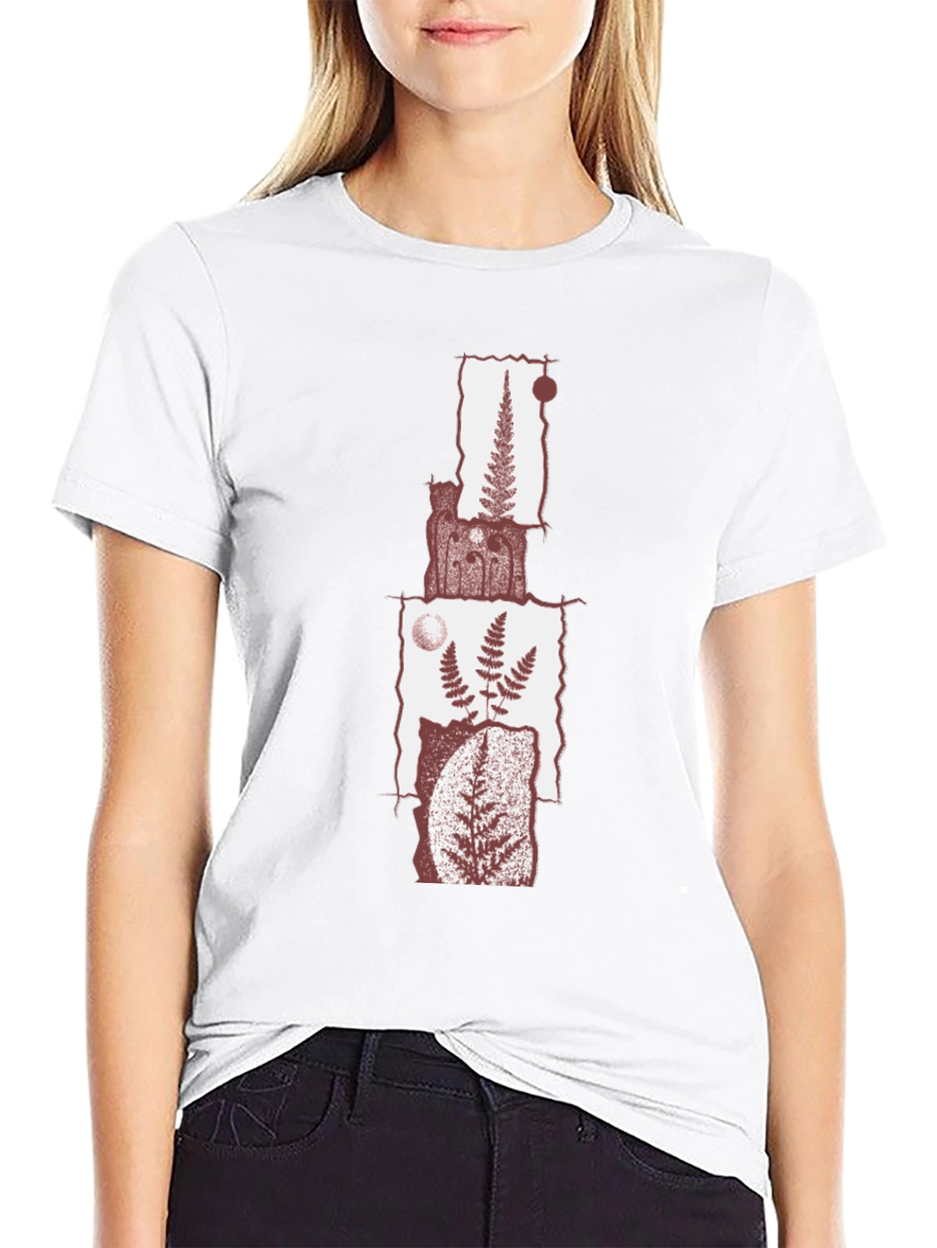 Fern Collage Graphic Tee - Black Cotton Blend