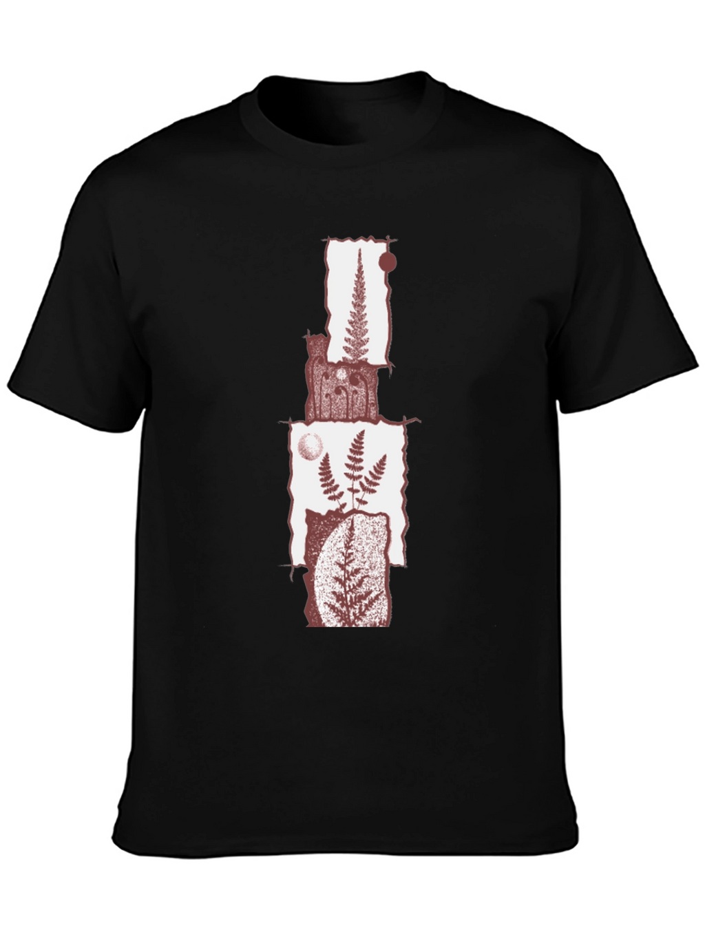 Fern Collage Graphic Tee - Black Cotton Blend