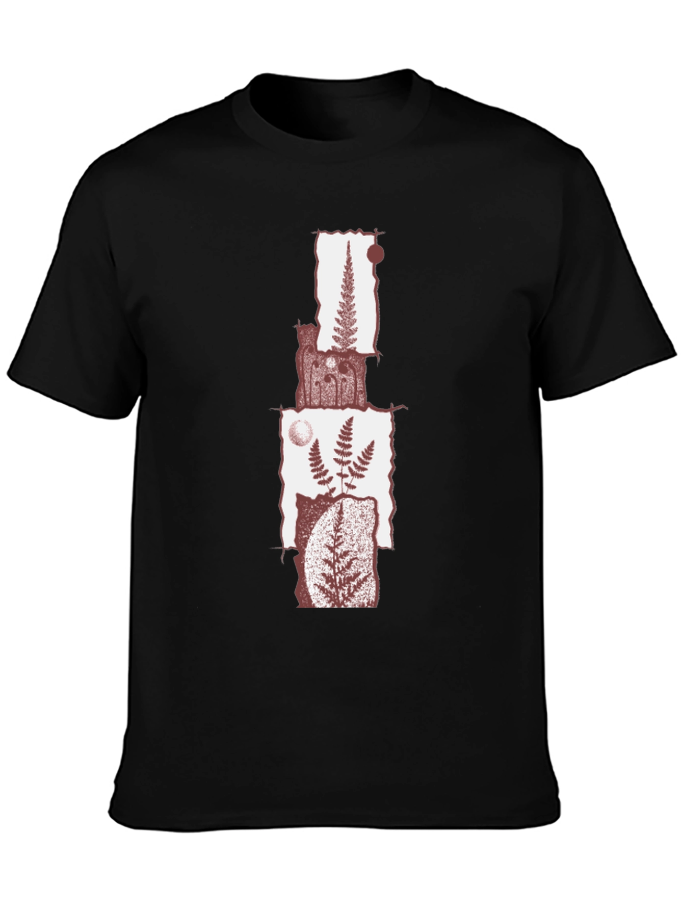 Fern Collage Graphic Tee - Black Cotton Blend