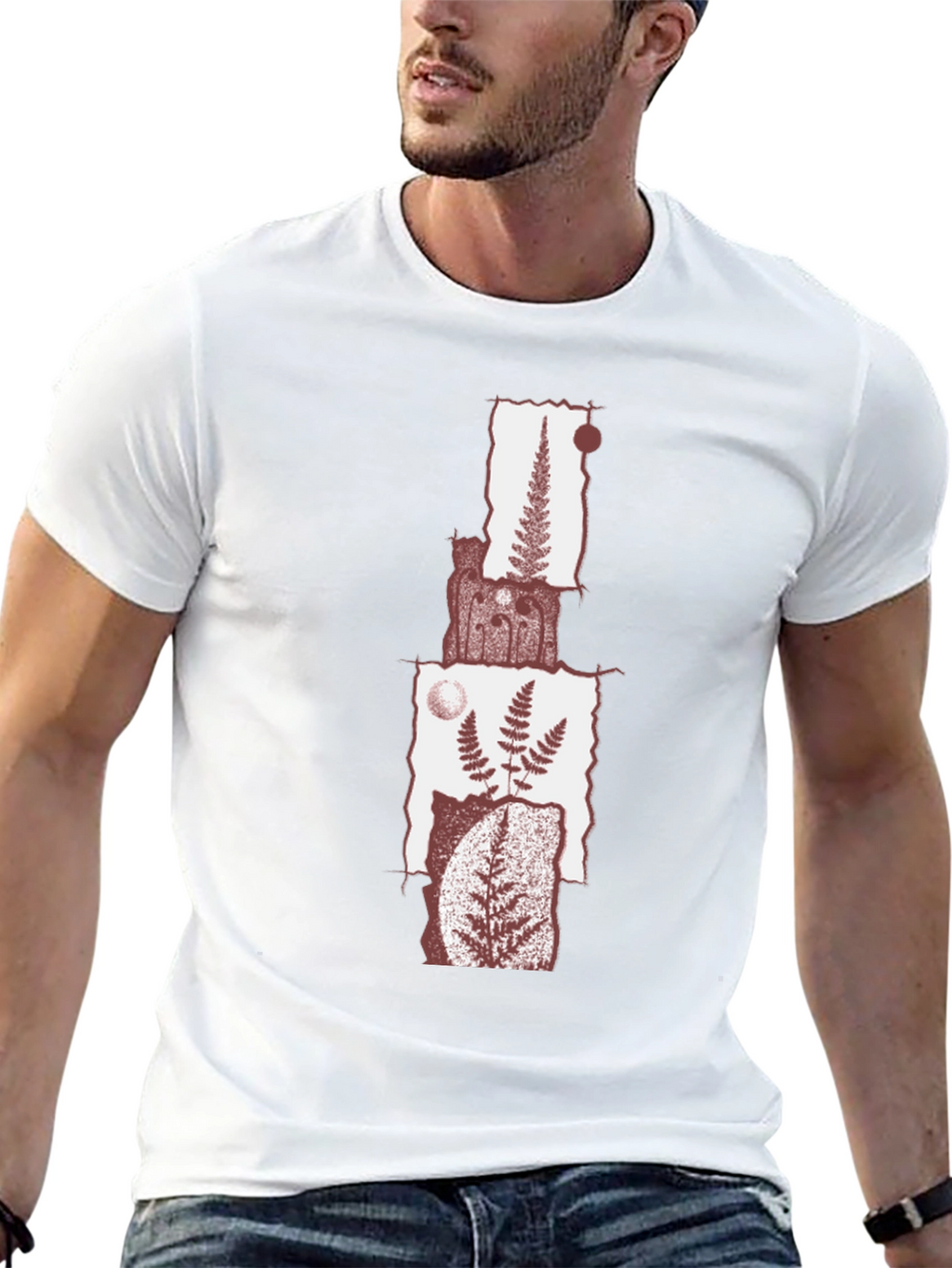 Fern Collage Graphic Tee - Black Cotton Blend