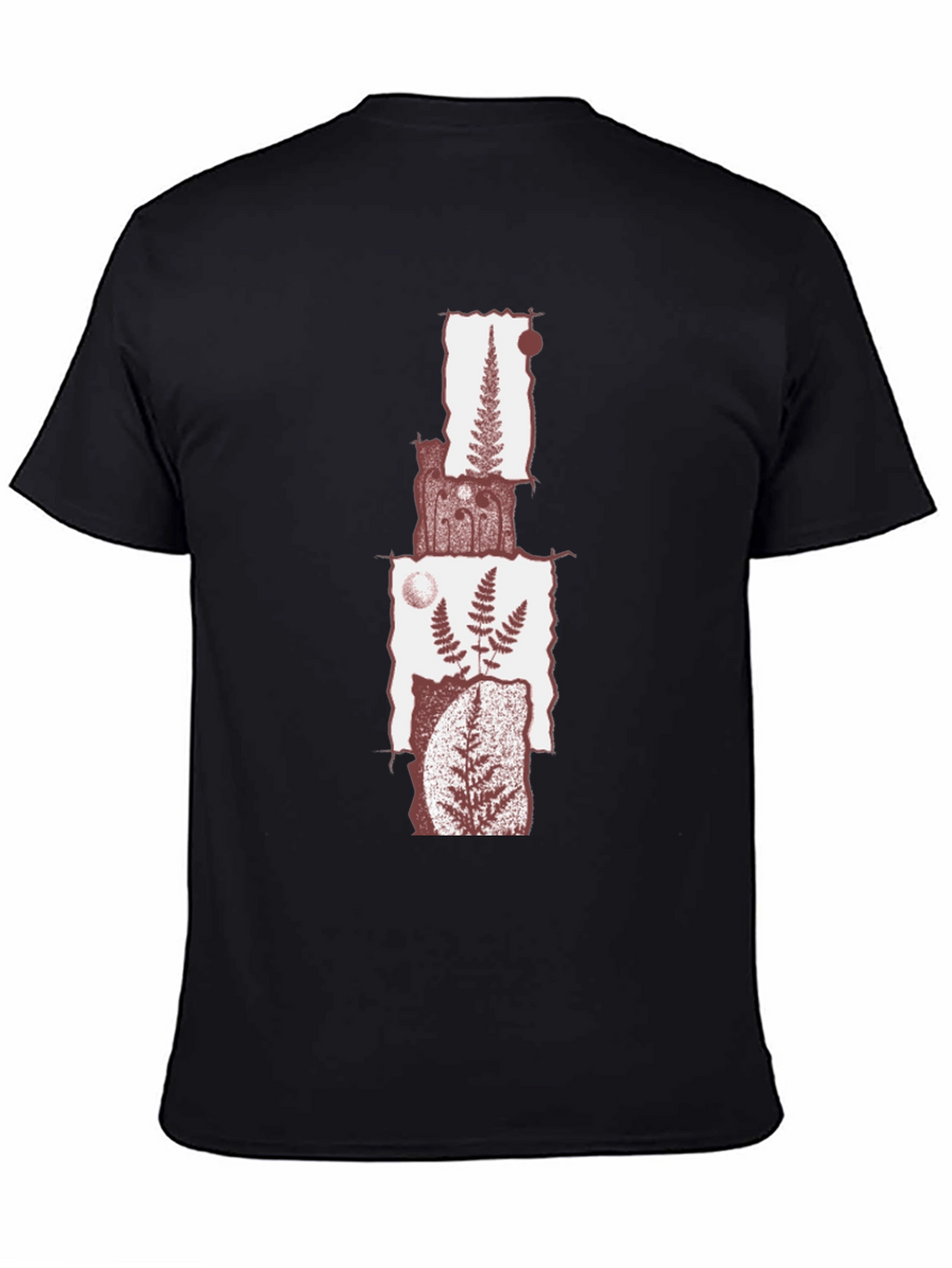 Fern Collage Graphic Tee - Black Cotton Blend