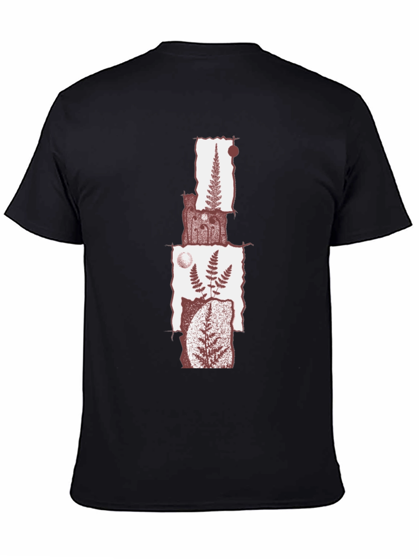 Fern Collage Graphic Tee - Black Cotton Blend