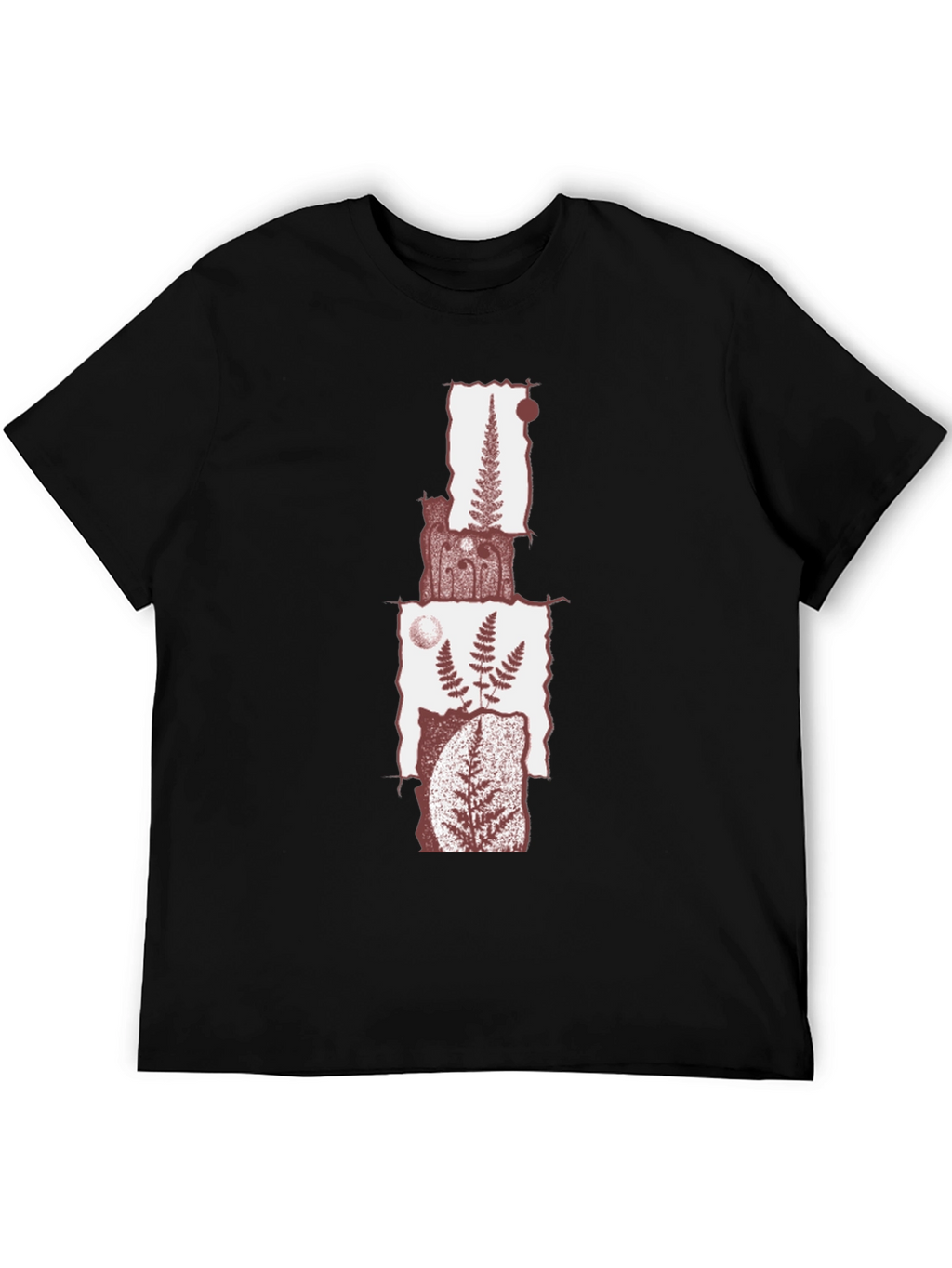 Fern Collage Graphic Tee - Black Cotton Blend