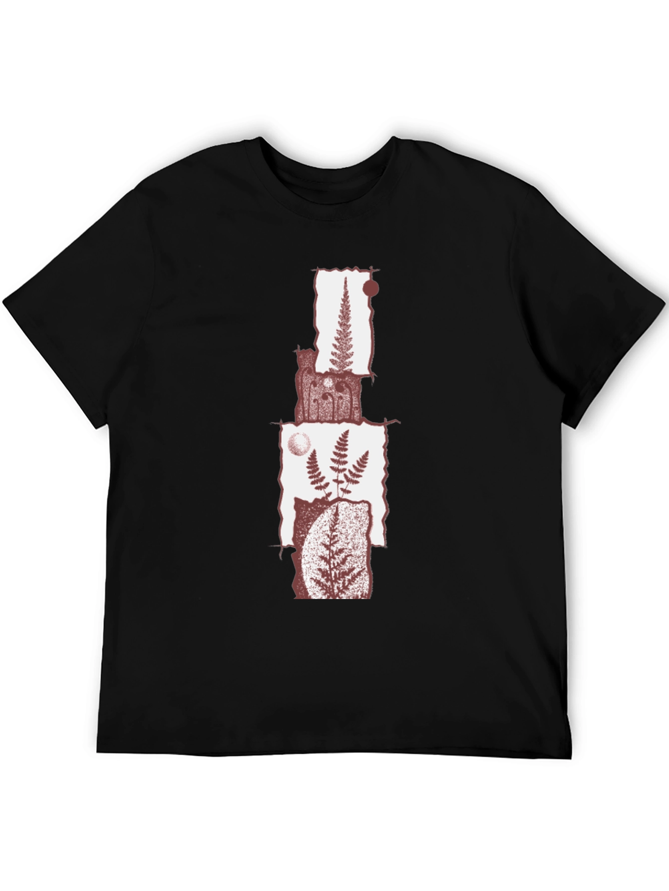 Fern Collage Graphic Tee - Black Cotton Blend