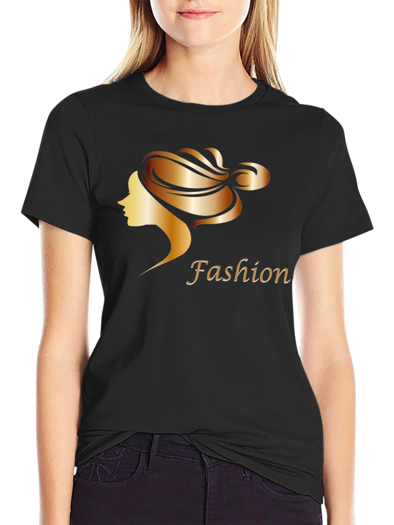 Stylish Fashion Woman Graphic Tee - Black