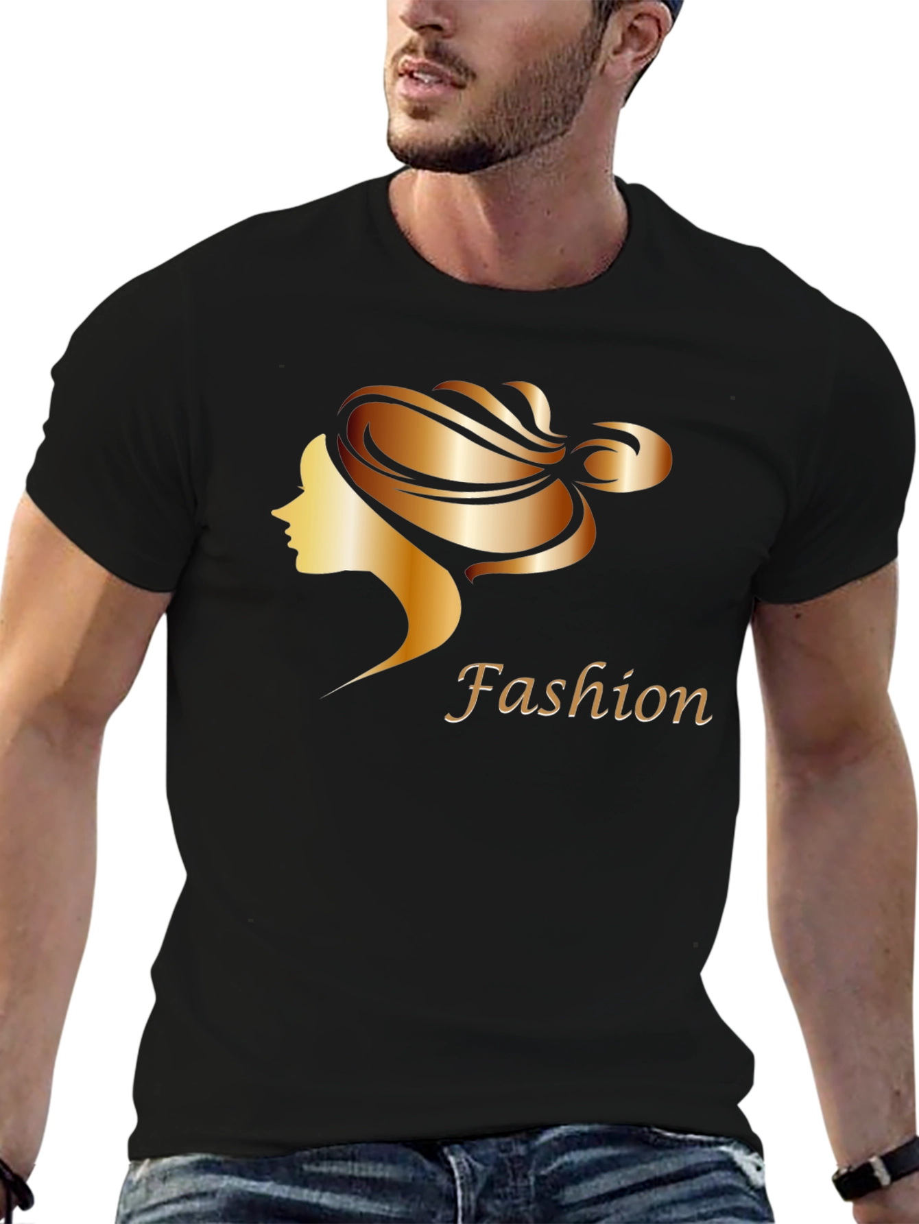Stylish Fashion Woman Graphic Tee - Black
