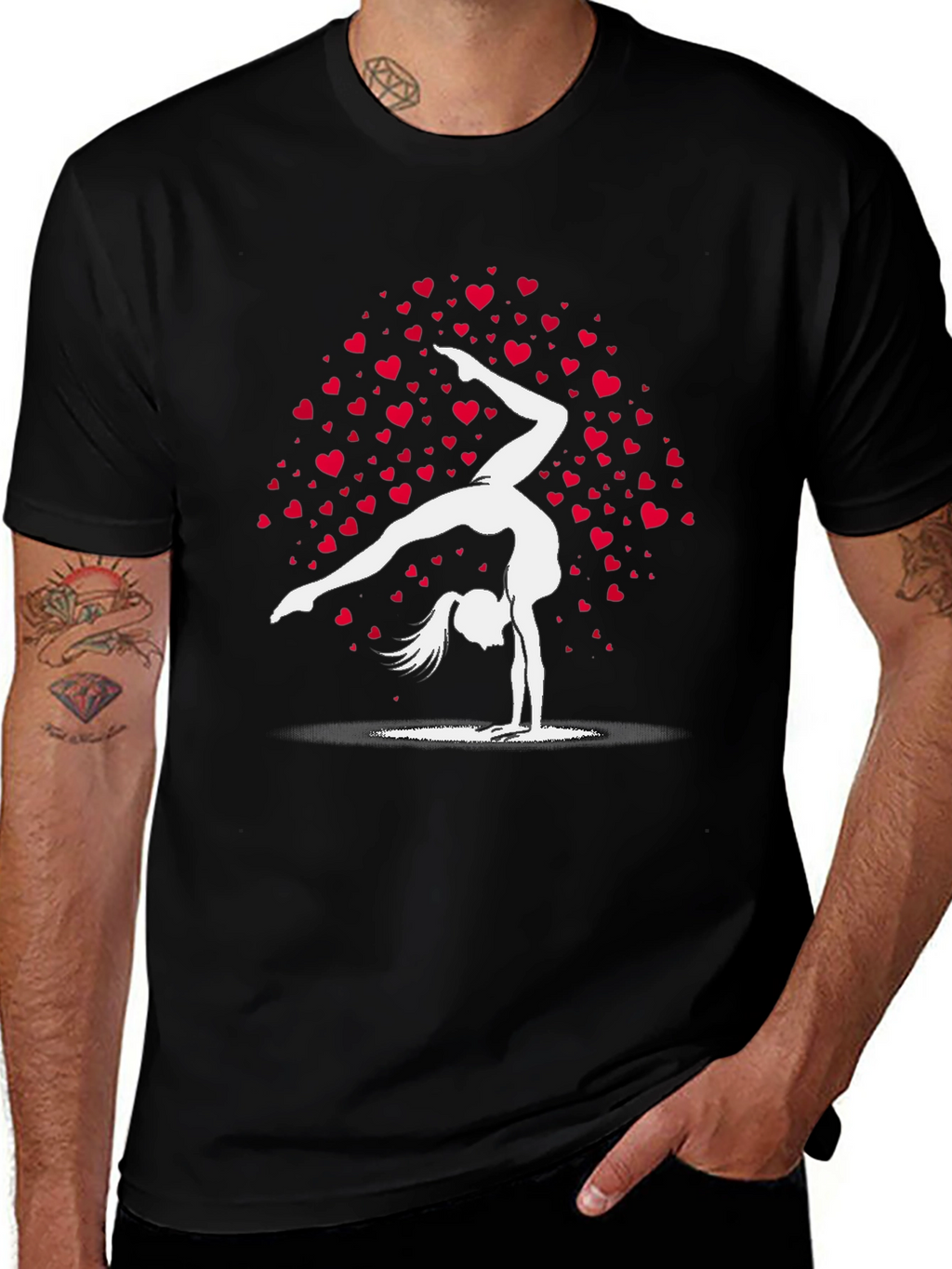 Gymnast Heart Tee - Black Cotton Blend Shirt