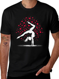 Gymnast Heart Tee - Black Cotton Blend Shirt