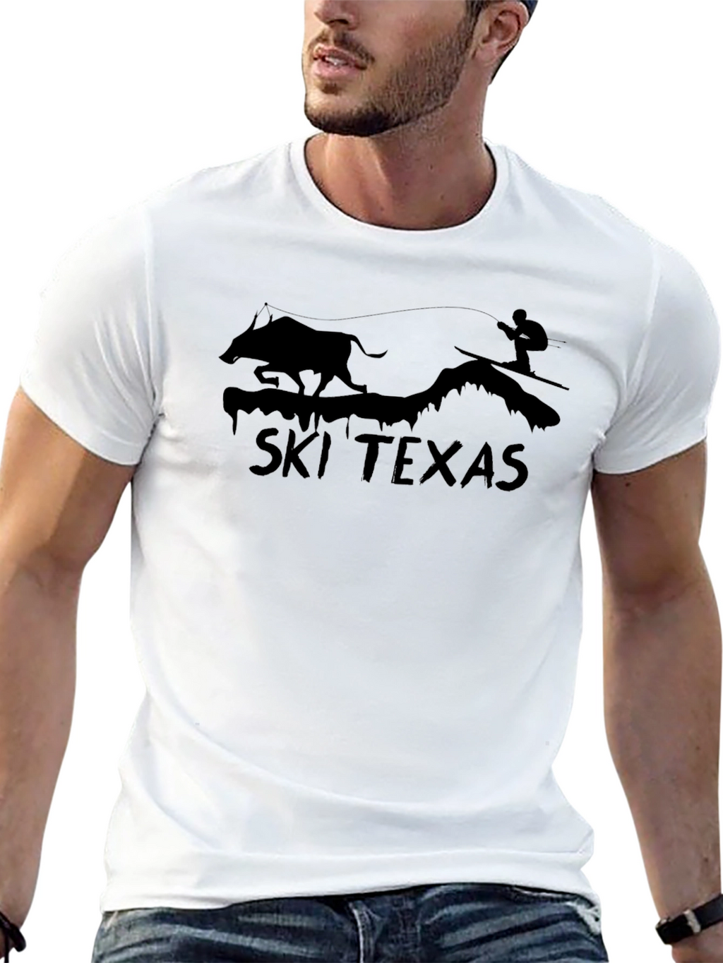 Ski Texas Graphic Tee - Unisex Black T-Shirt