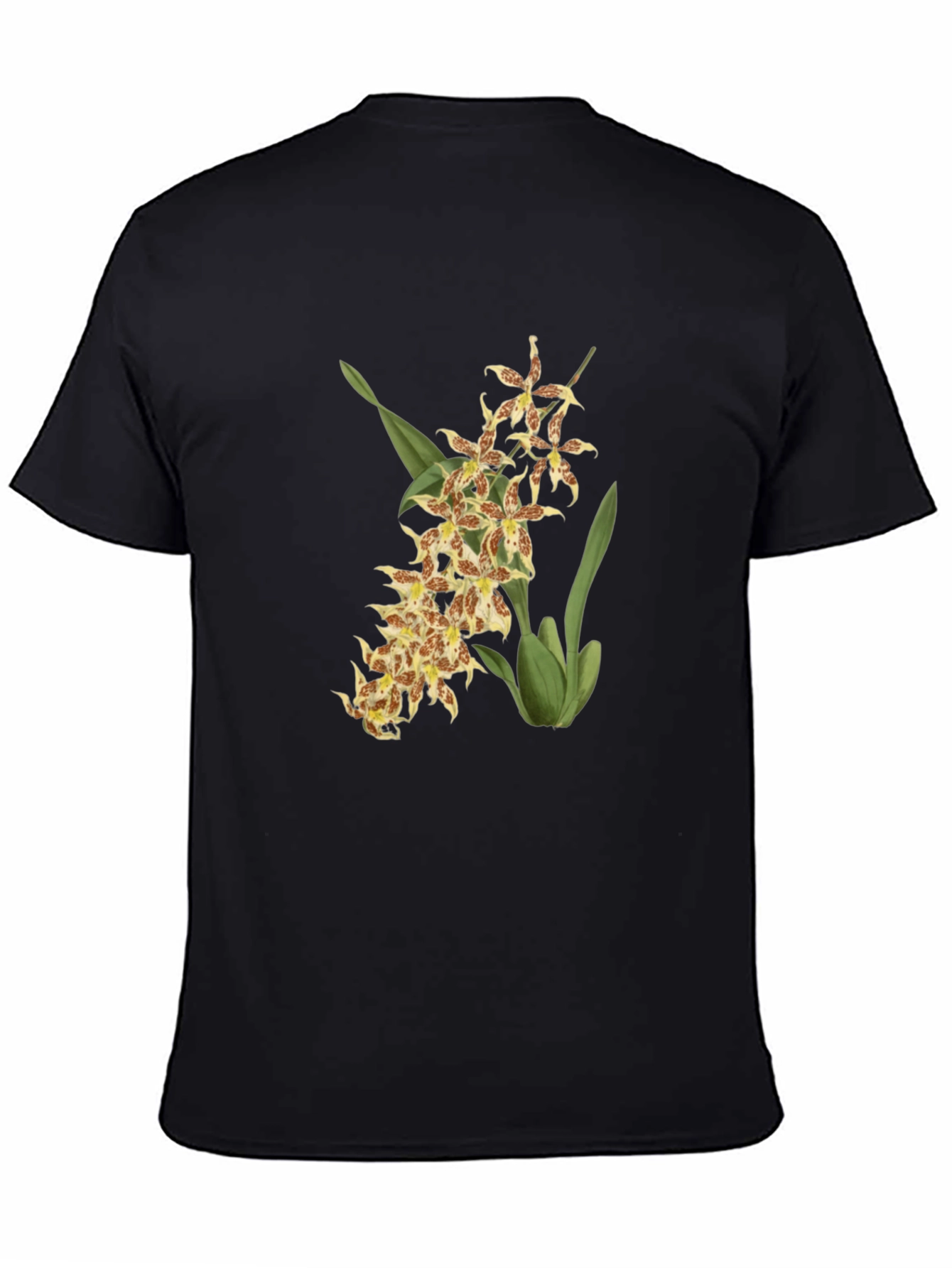 Floral Orchid Graphic Black T-Shirt