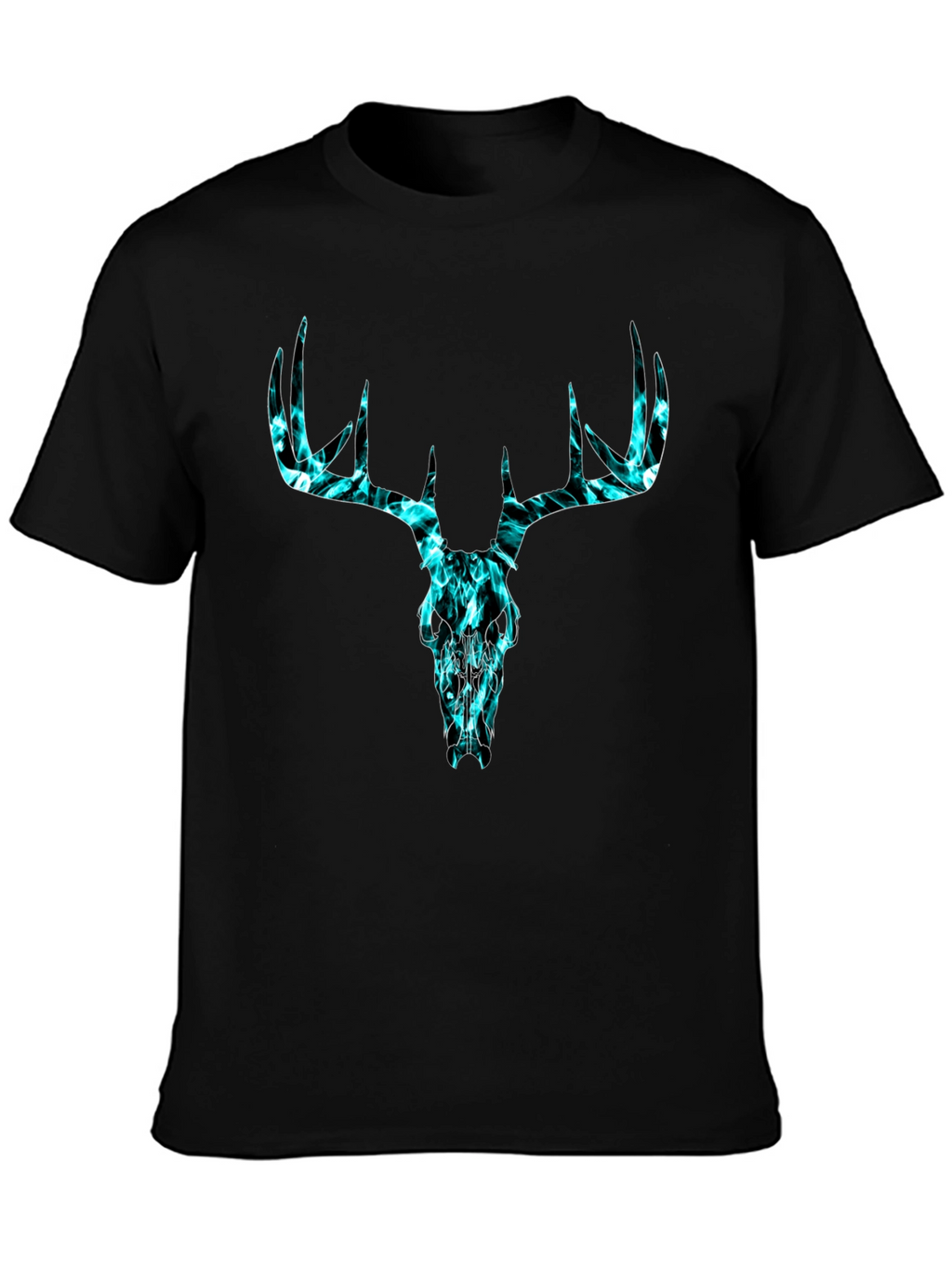 Deer Skull Graphic Tee - Black Cotton