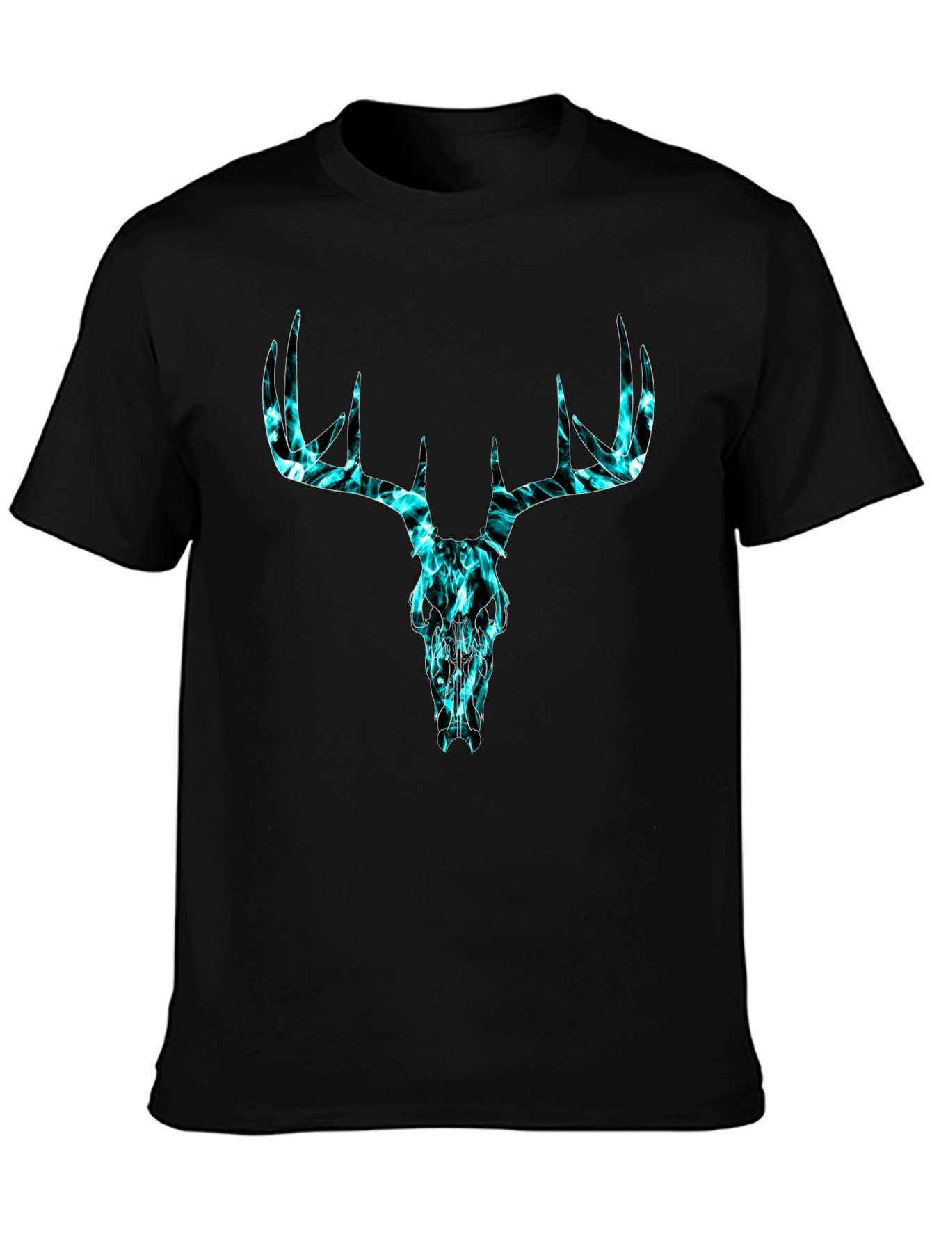 Deer Skull Graphic Tee - Black Cotton