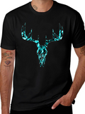 Deer Skull Graphic Tee - Black Cotton