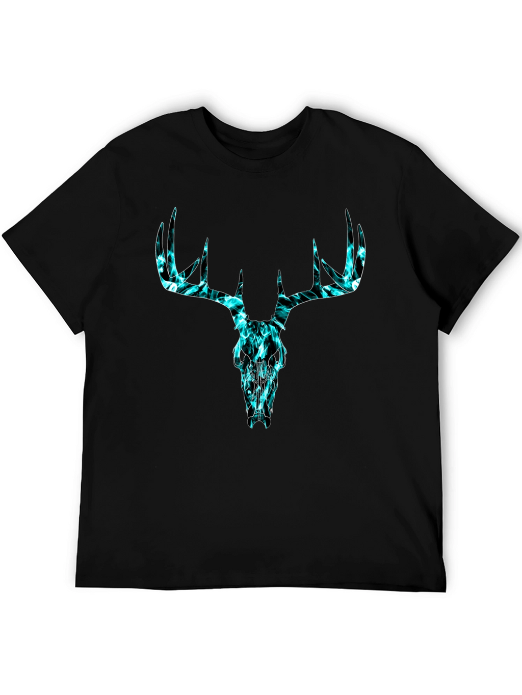 Deer Skull Graphic Tee - Black Cotton