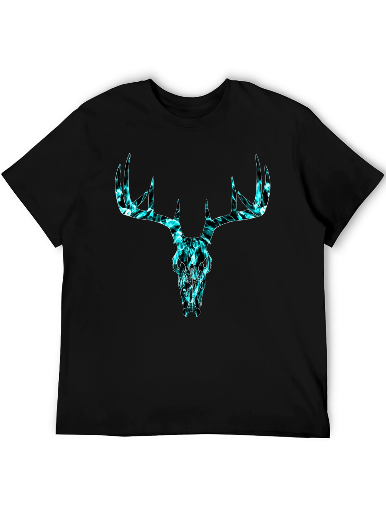 Deer Skull Graphic Tee - Black Cotton