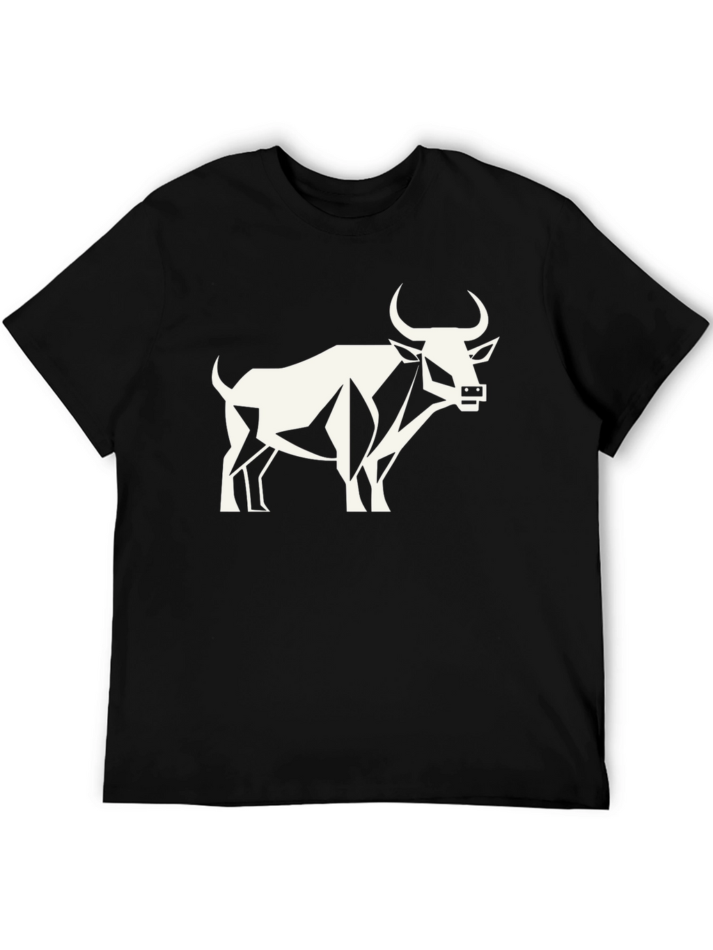 Geometric Bull Graphic Tee - Black