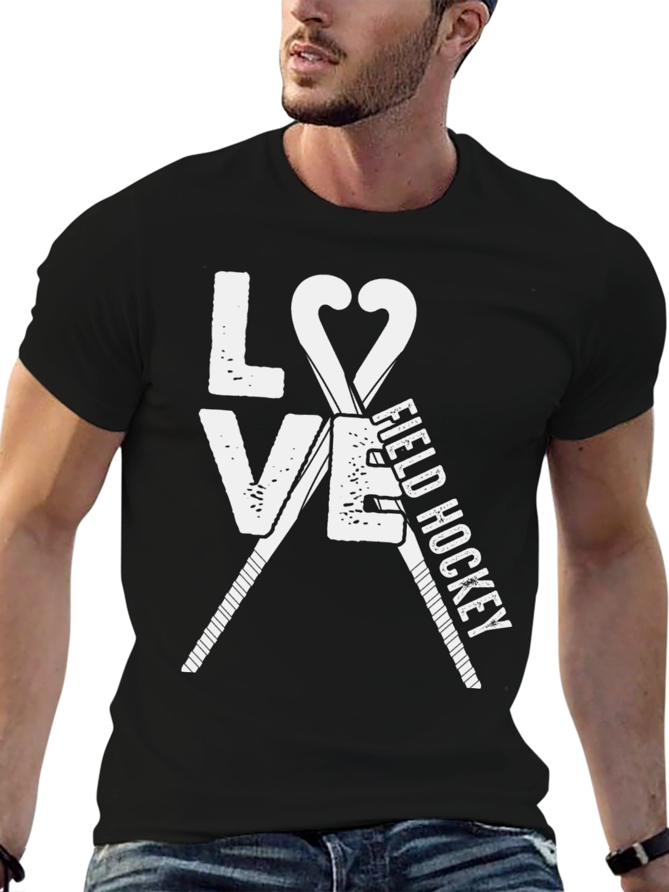Love Field Hockey Black Graphic T-Shirt