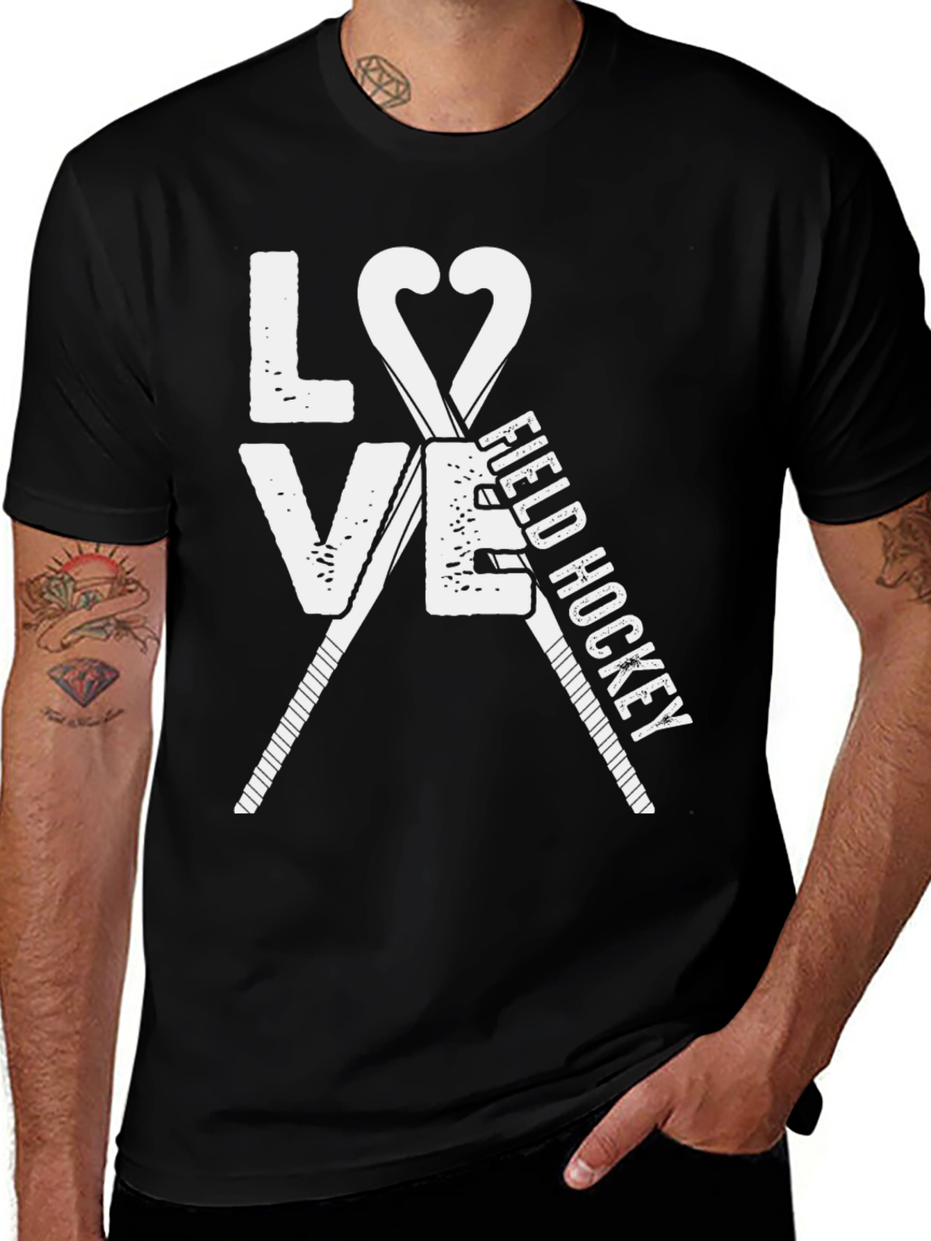 Love Field Hockey Black Graphic T-Shirt