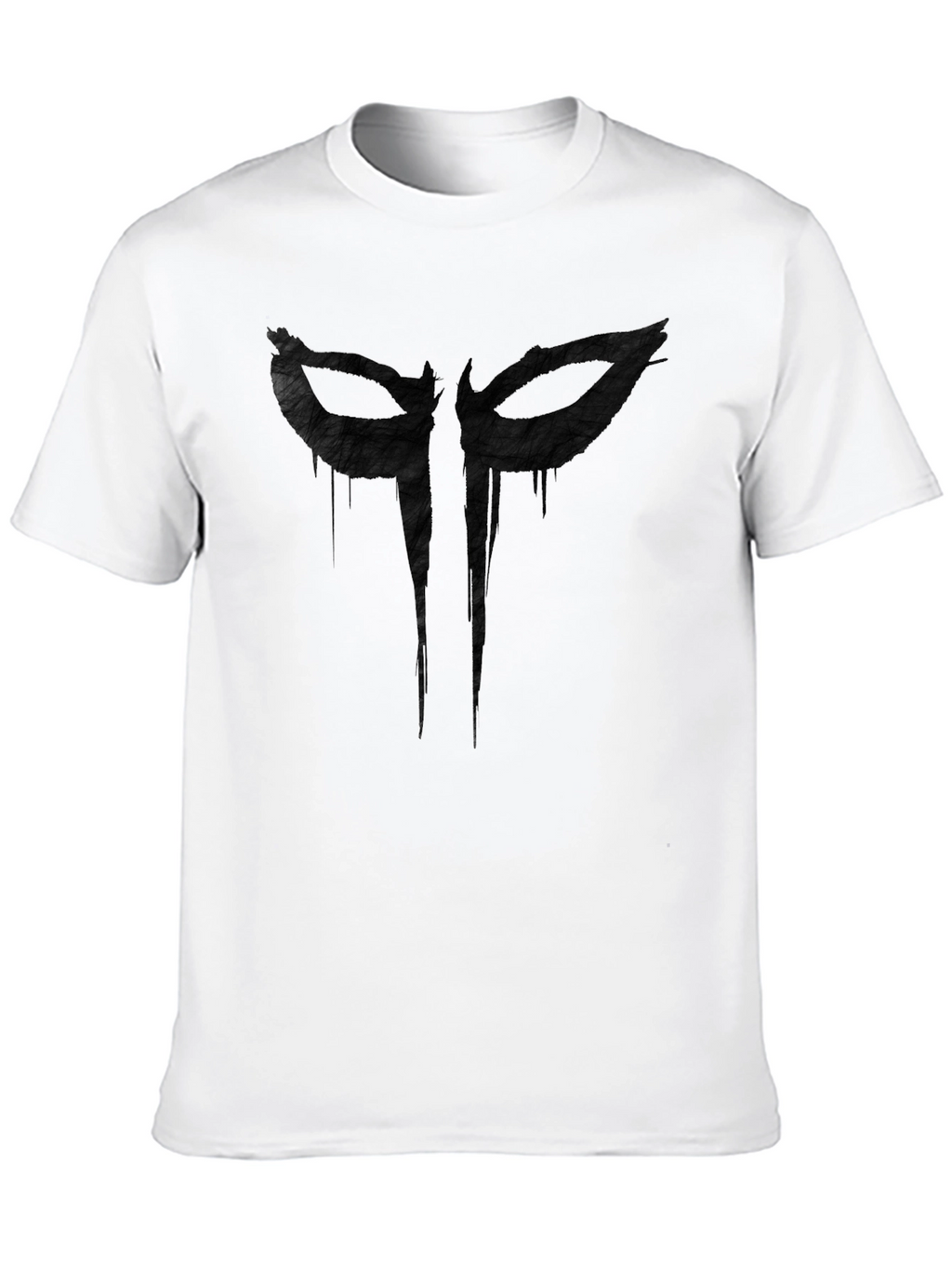 Mens Black Graphic Tee - Mask Design