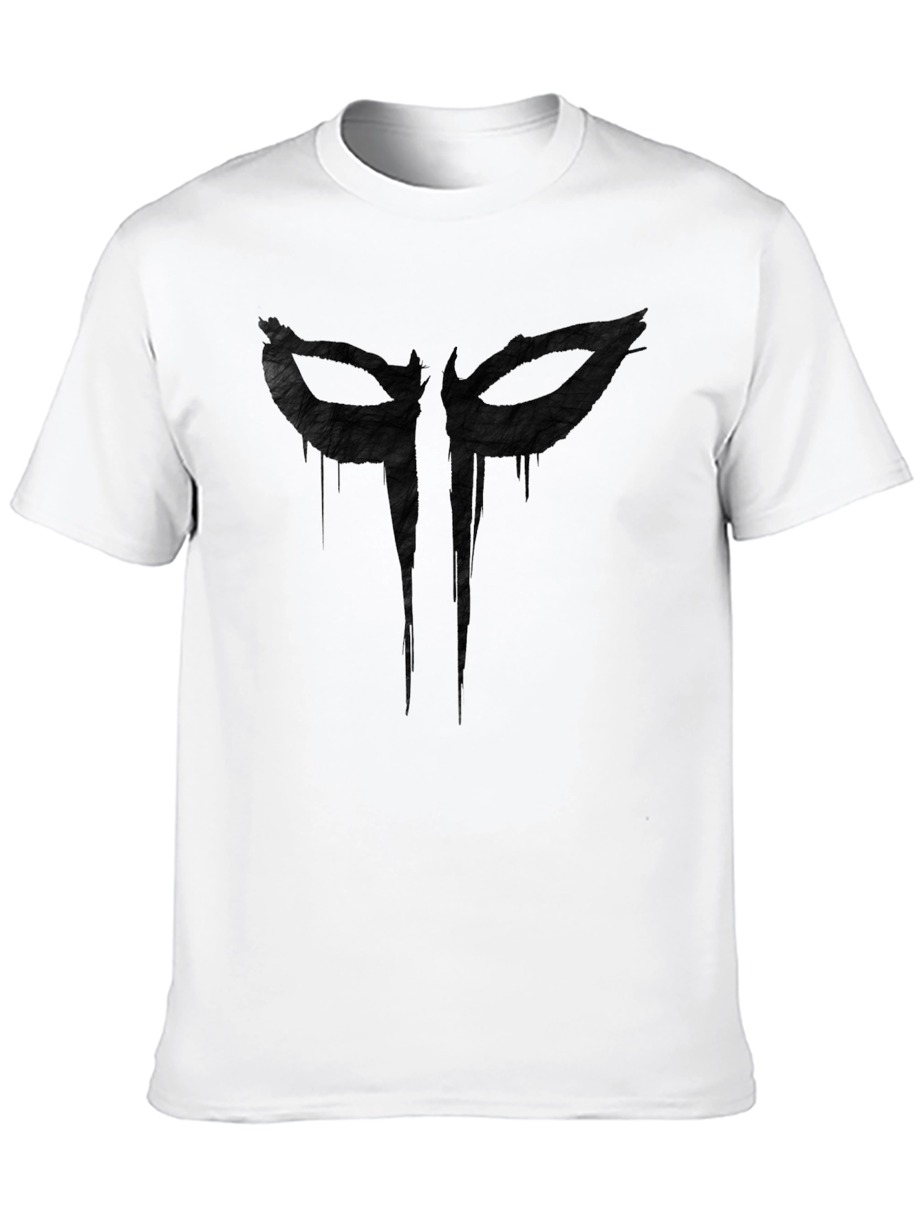 Mens Black Graphic Tee - Mask Design