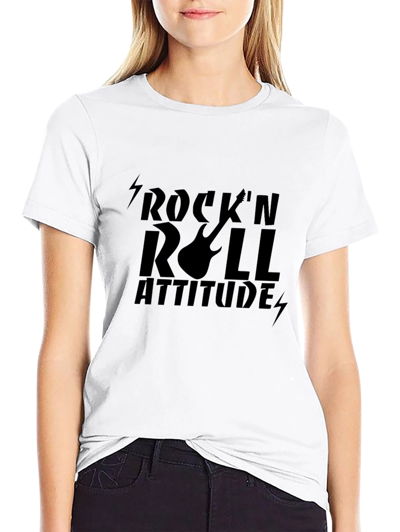 RocknRoll Attitude Graphic Black T-Shirt
