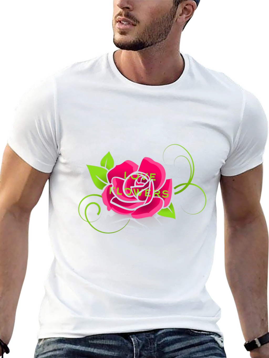 Love Flowers Rose Graphic Tee - Black