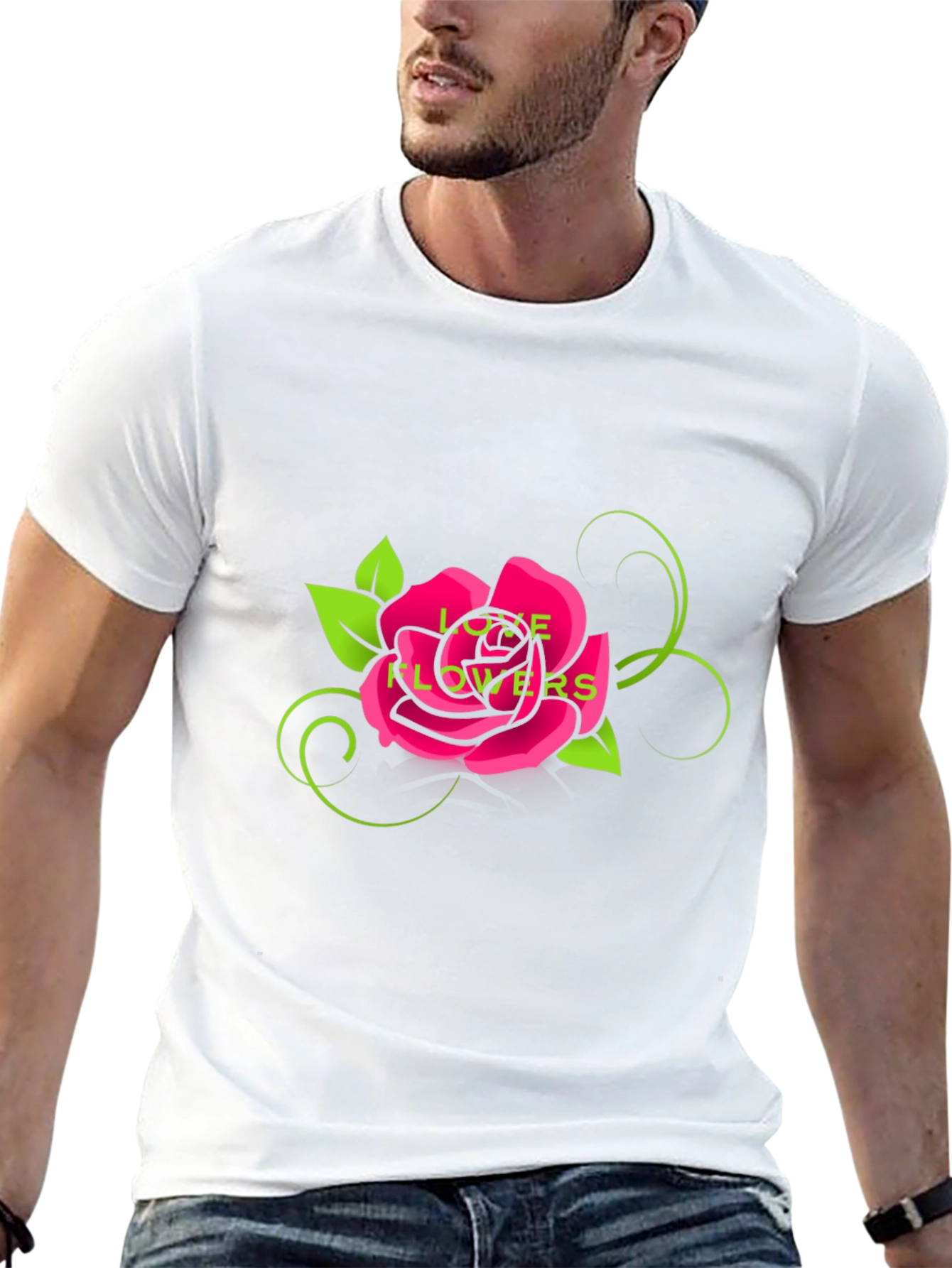 Love Flowers Rose Graphic Tee - Black