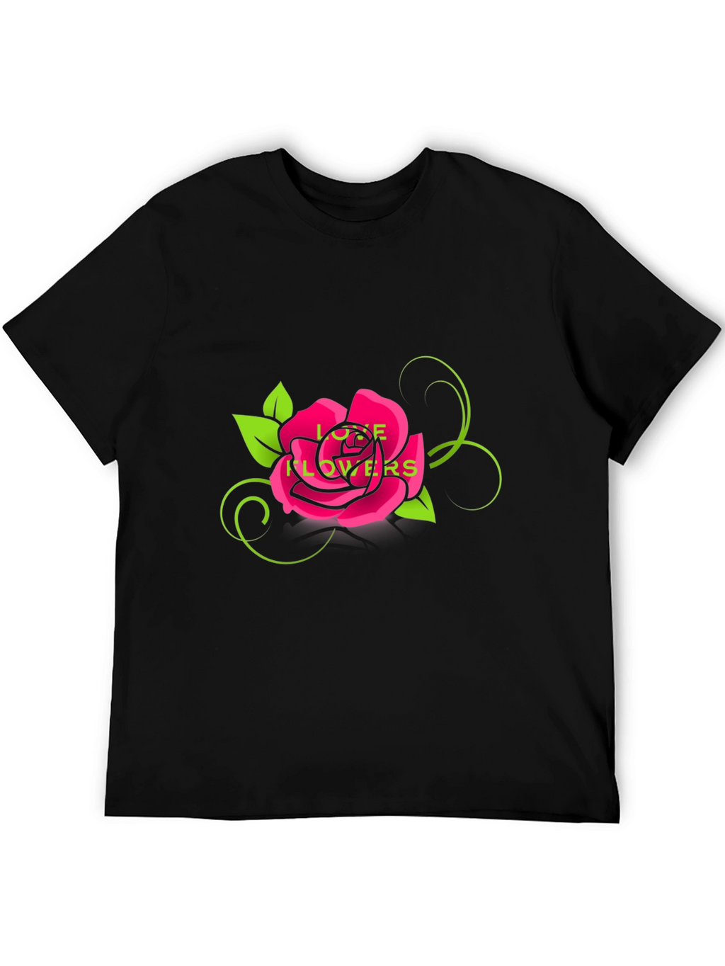 Love Flowers Rose Graphic Tee - Black