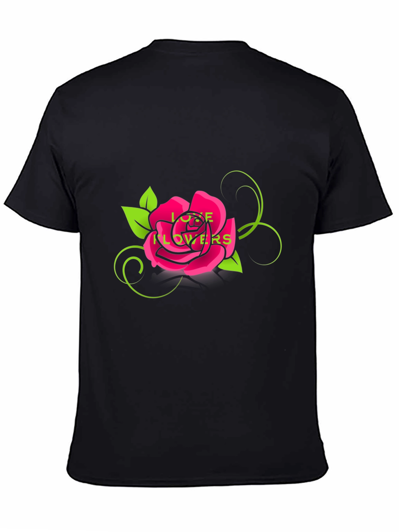 Love Flowers Rose Graphic Tee - Black