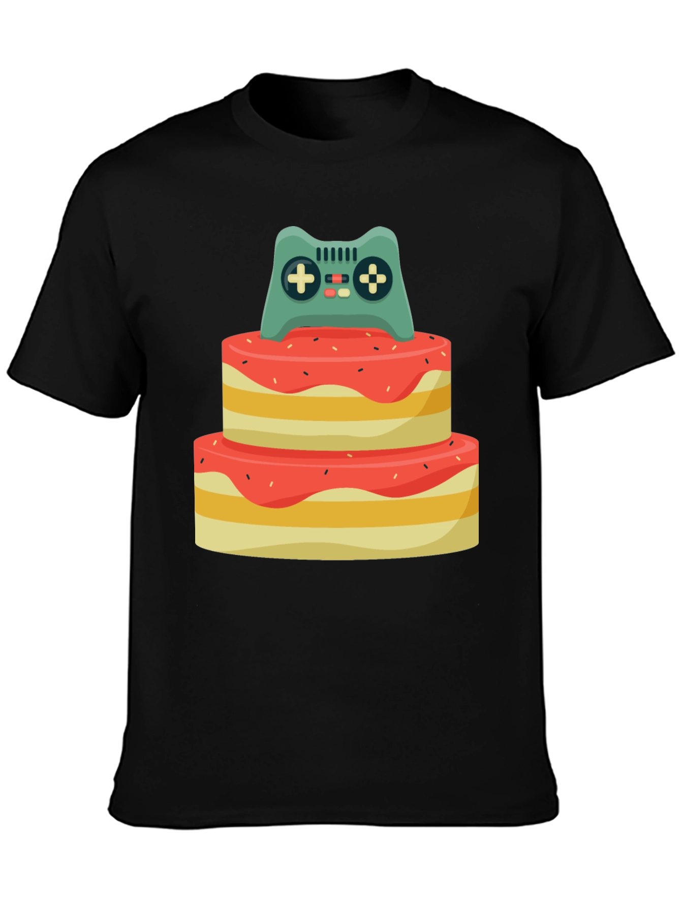 Gamer Birthday T-Shirt - Cake & Controller Design